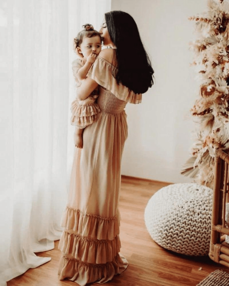 Nellie Ruffle Maxi Dress - Champagne