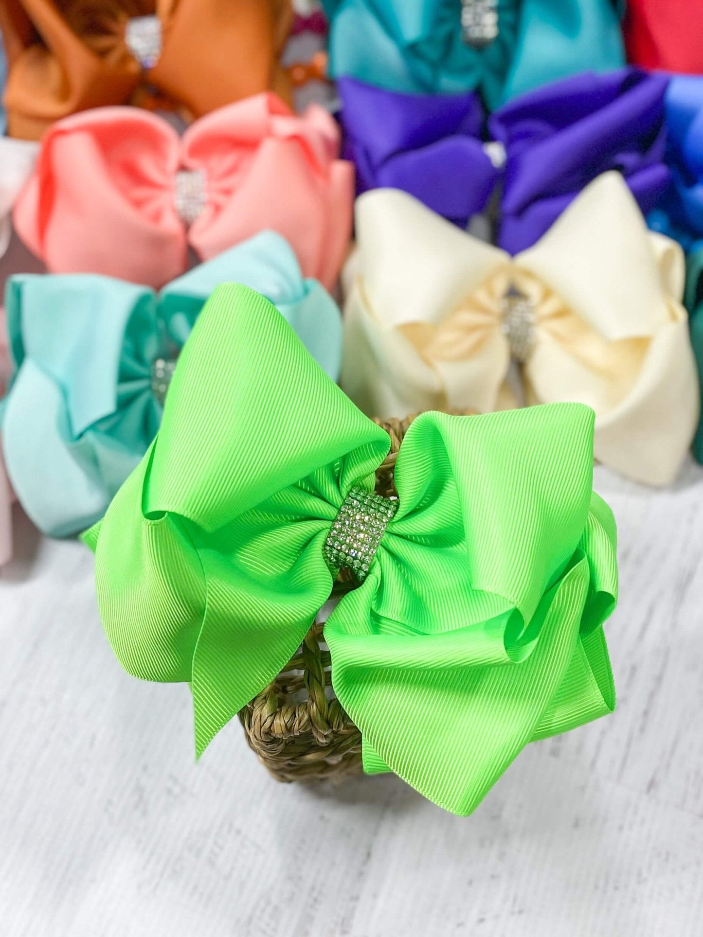 5.5" Oversize Rhinestone Center Knot Hair Bow | Alligator or French Clip