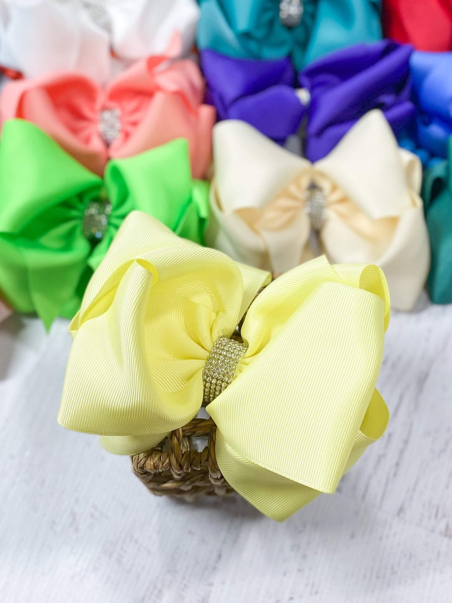 5.5" Oversize Rhinestone Center Knot Hair Bow | Alligator or French Clip