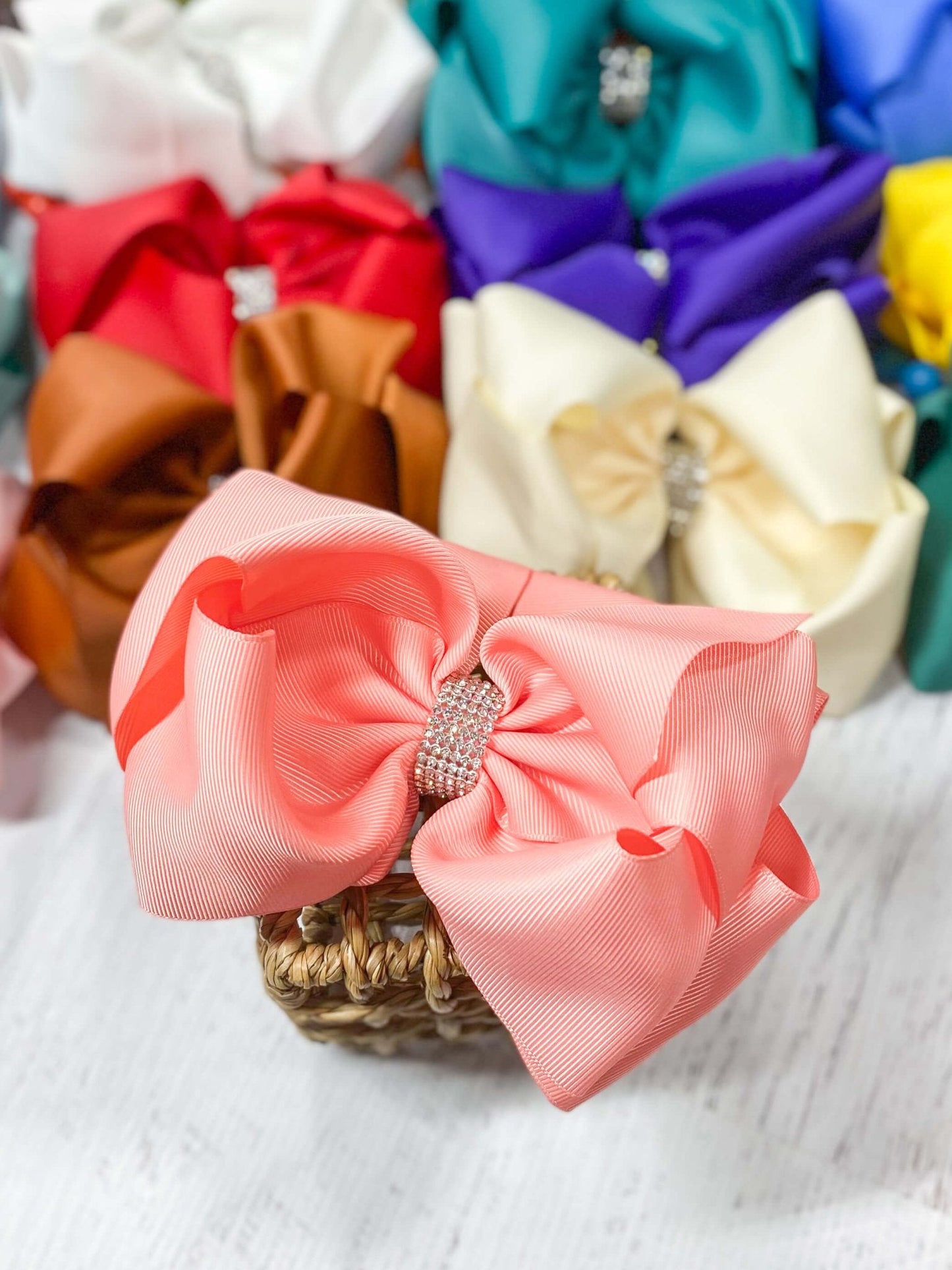 5.5" Oversize Rhinestone Center Knot Hair Bow | Alligator or French Clip