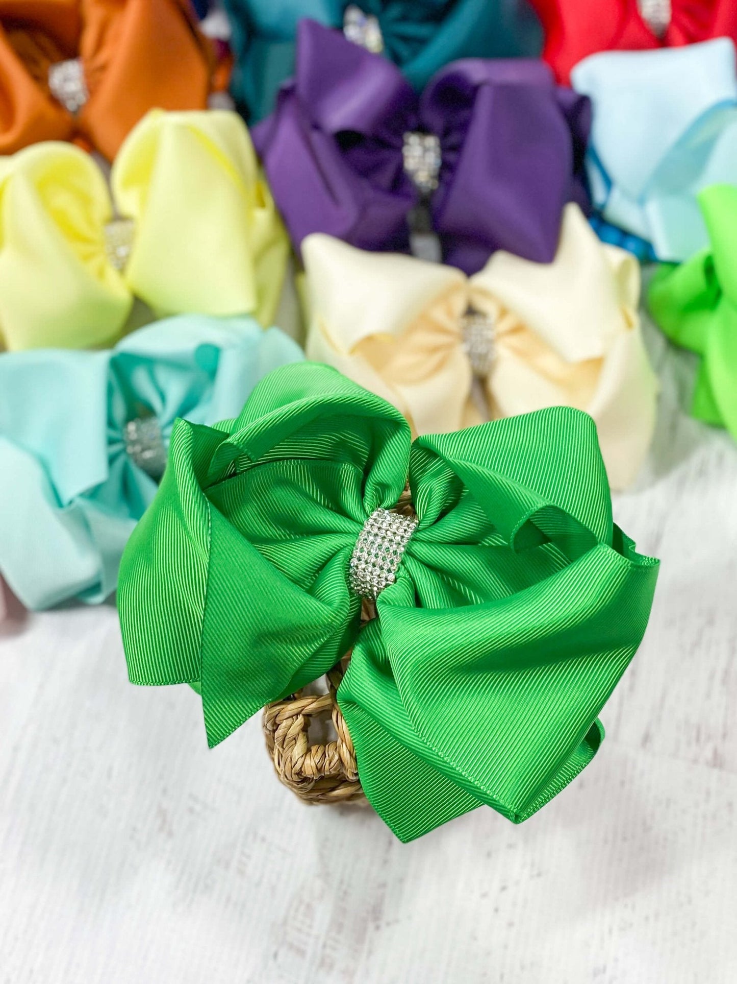 5.5" Oversize Rhinestone Center Knot Hair Bow | Alligator or French Clip