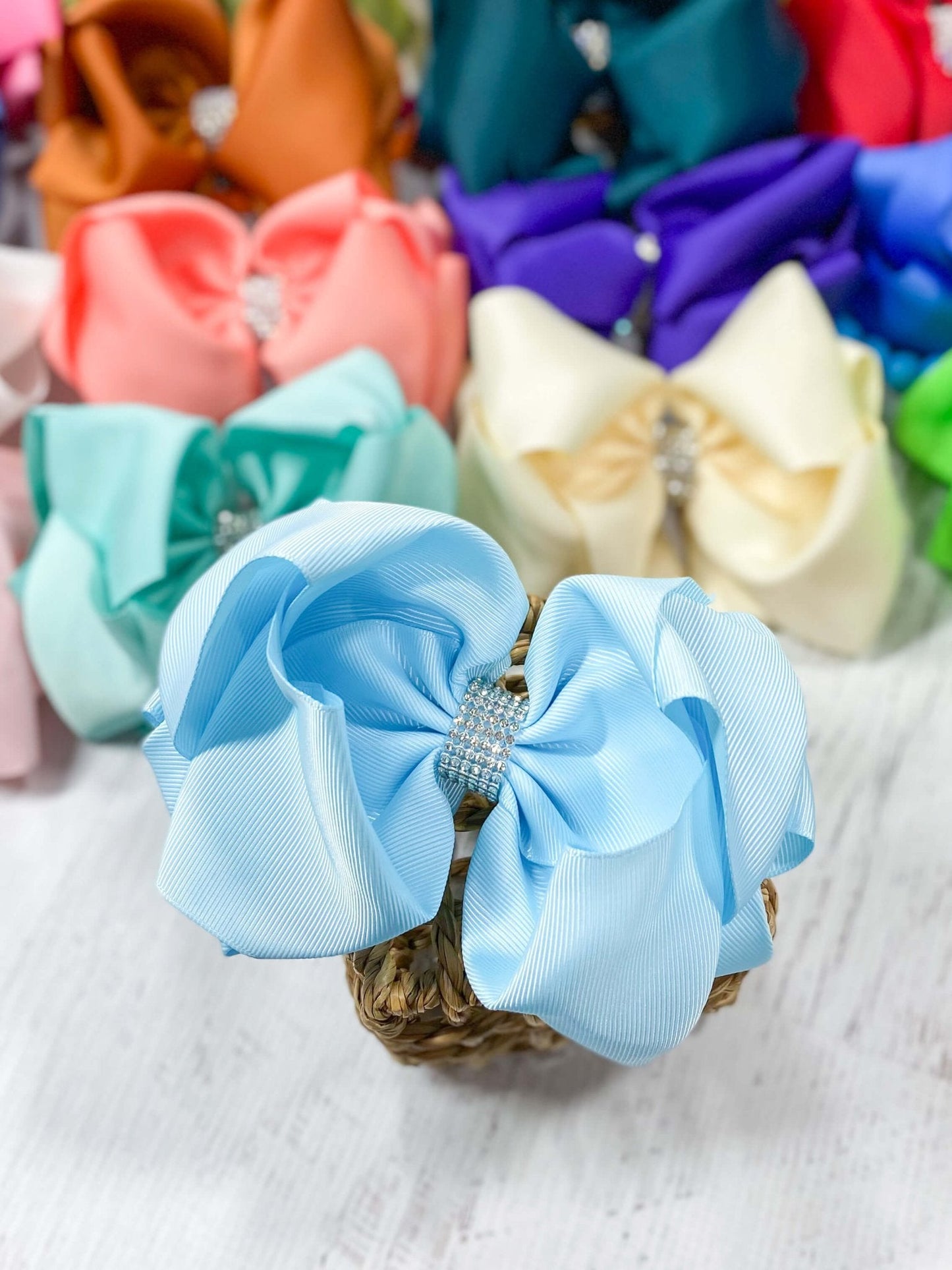 5.5" Oversize Rhinestone Center Knot Hair Bow | Alligator or French Clip