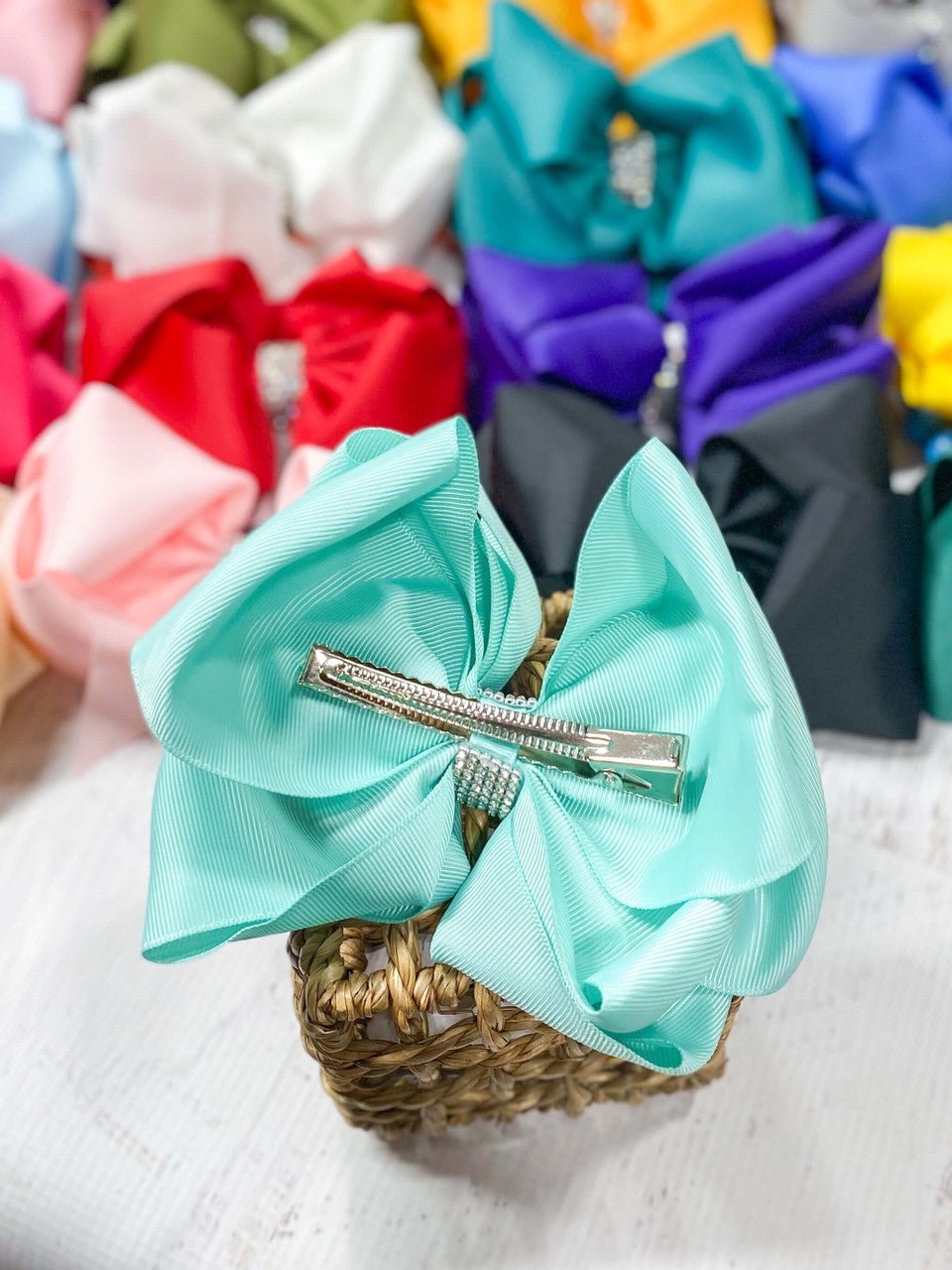5.5" Oversize Rhinestone Center Knot Hair Bow | Alligator or French Clip