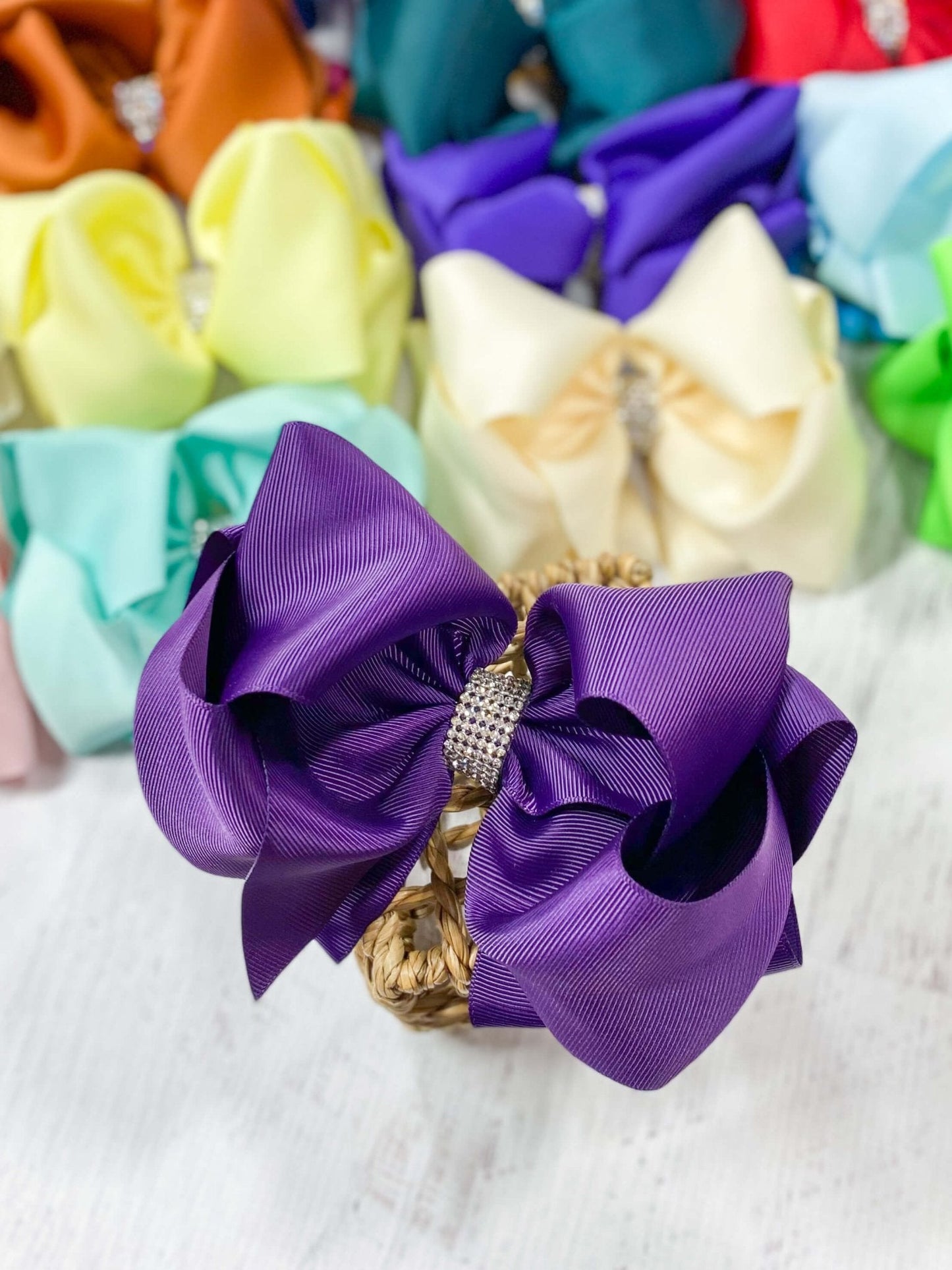 5.5" Oversize Rhinestone Center Knot Hair Bow | Alligator or French Clip