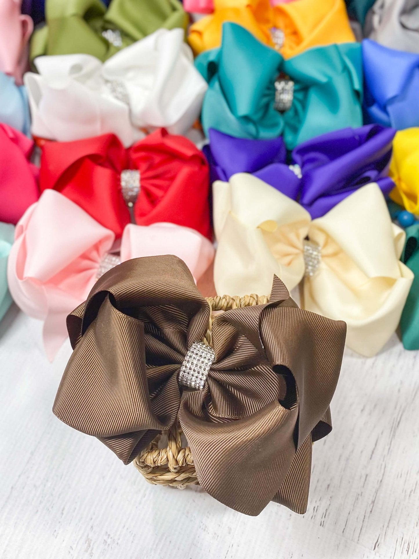 5.5" Oversize Rhinestone Center Knot Hair Bow | Alligator or French Clip