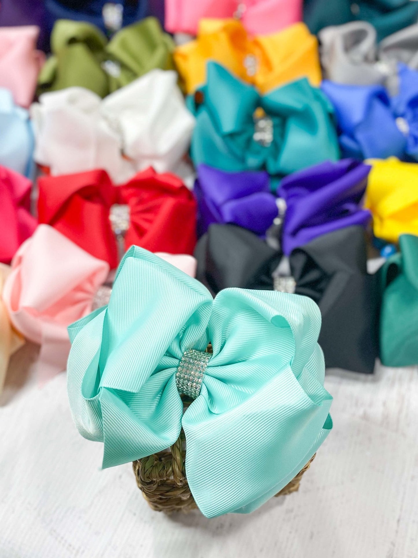 5.5" Oversize Rhinestone Center Knot Hair Bow | Alligator or French Clip