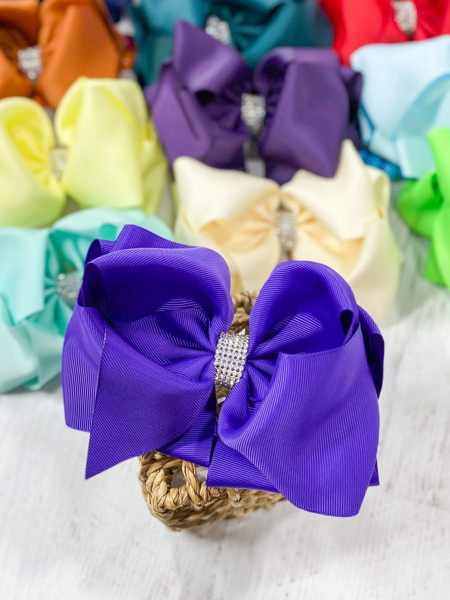 5.5" Oversize Rhinestone Center Knot Hair Bow | Alligator or French Clip