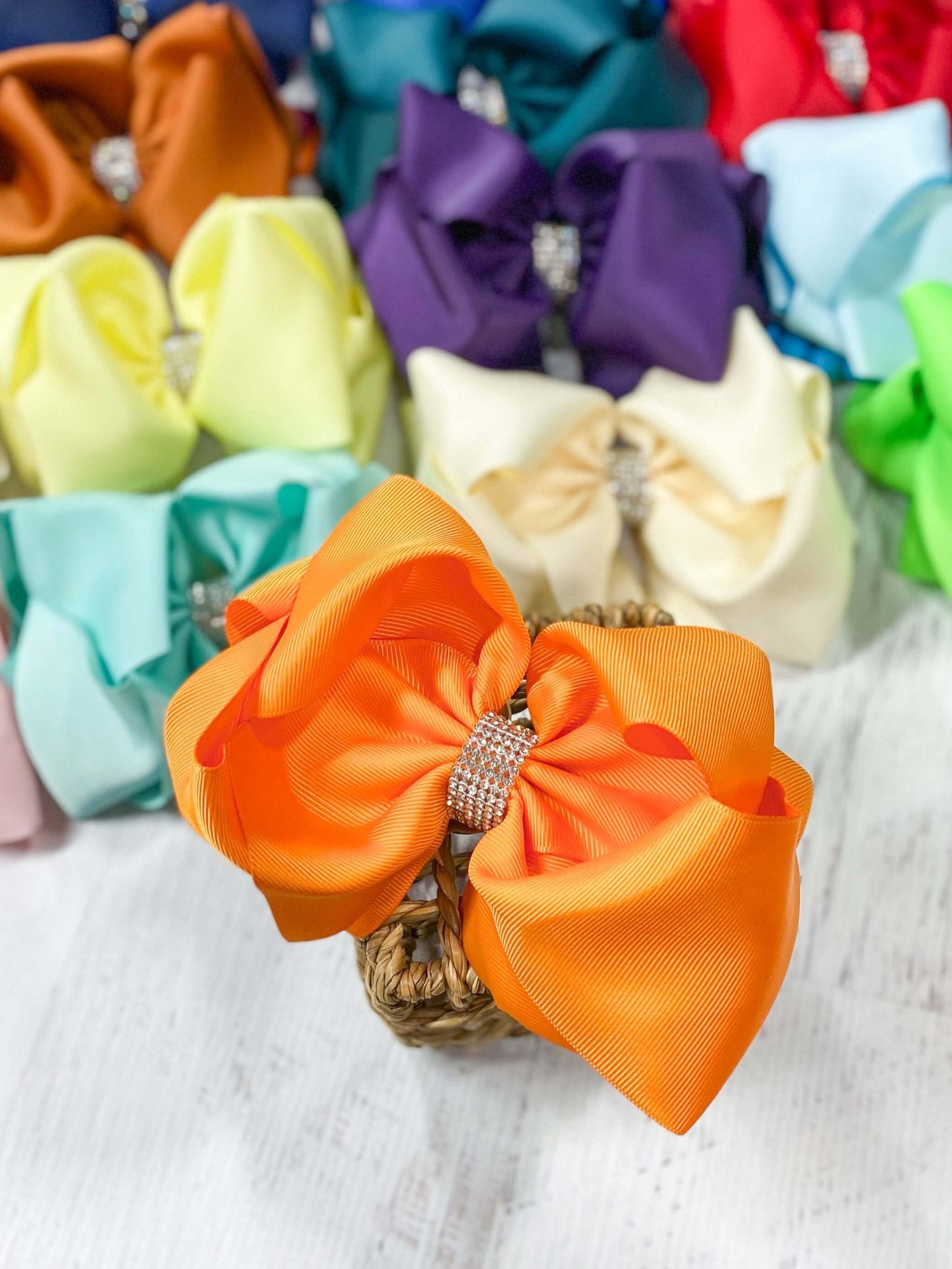 5.5" Oversize Rhinestone Center Knot Hair Bow | Alligator or French Clip