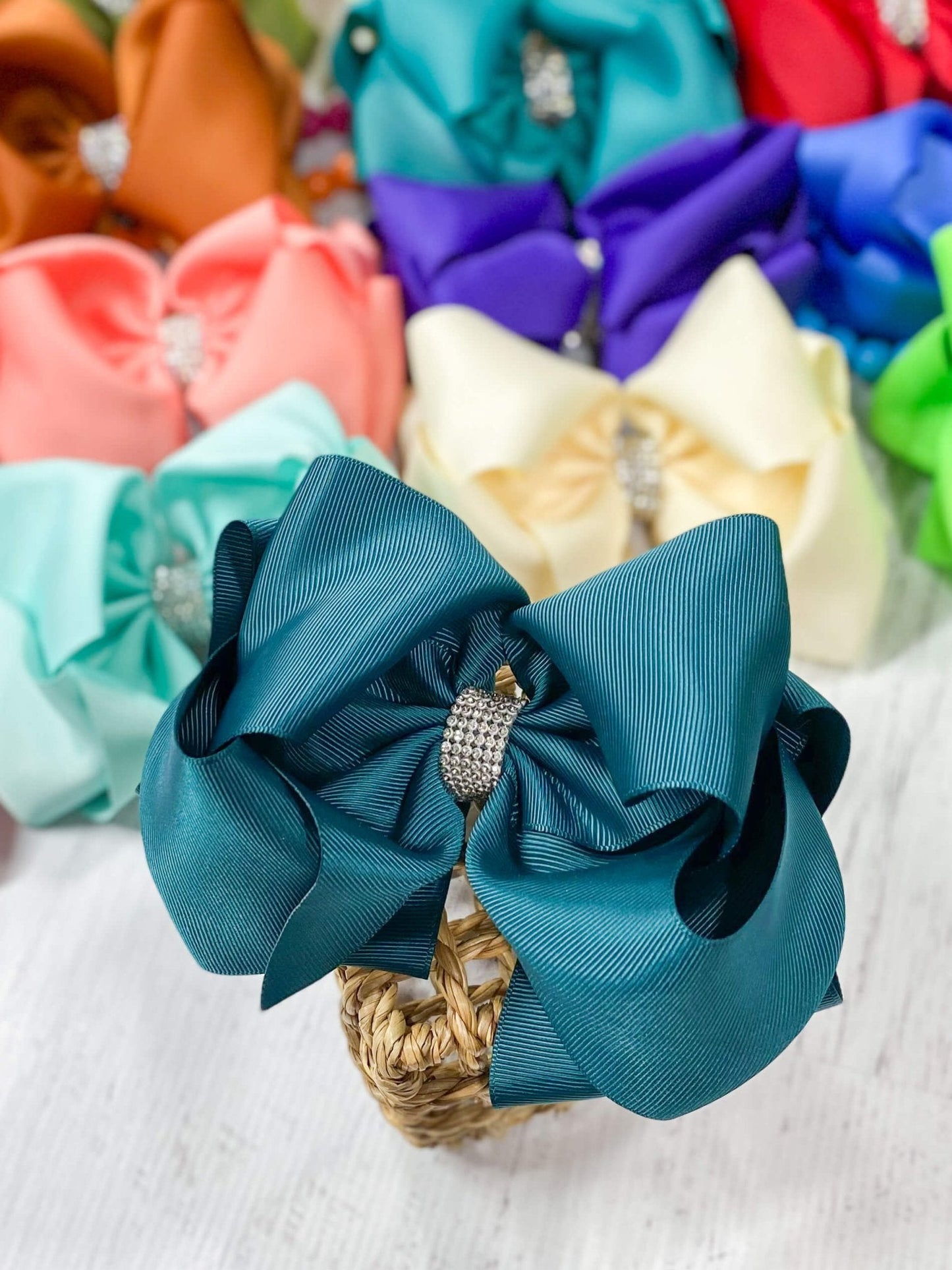 5.5" Oversize Rhinestone Center Knot Hair Bow | Alligator or French Clip