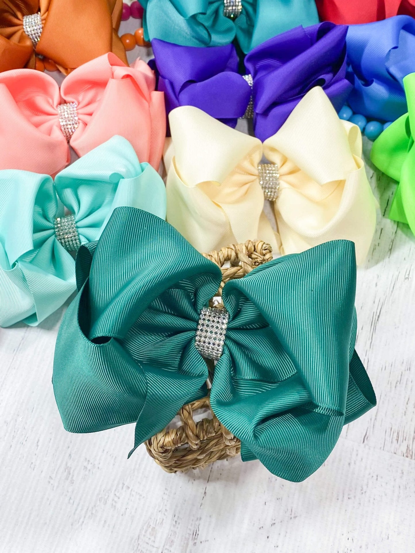 5.5" Oversize Rhinestone Center Knot Hair Bow | Alligator or French Clip