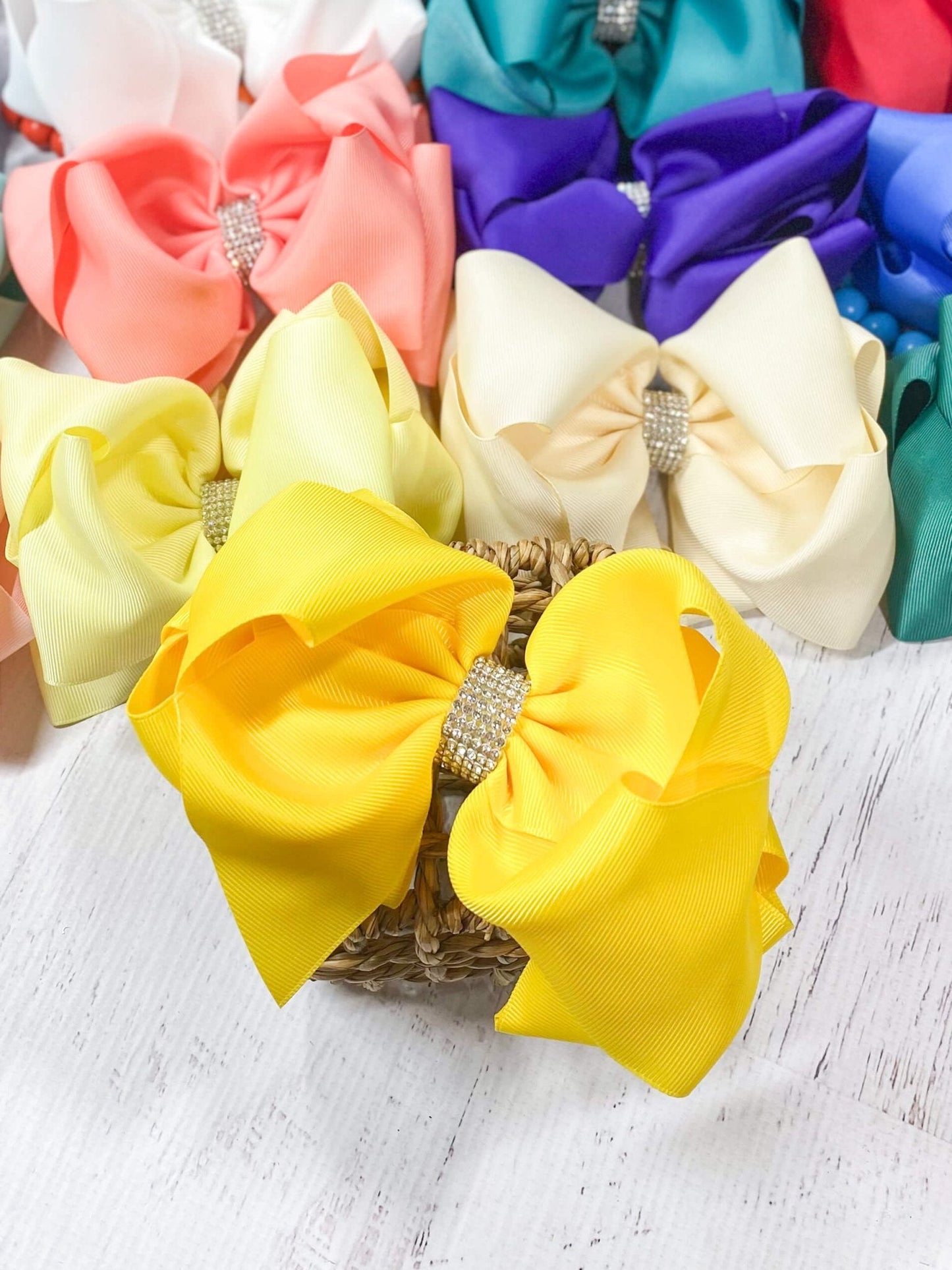 5.5" Oversize Rhinestone Center Knot Hair Bow | Alligator or French Clip