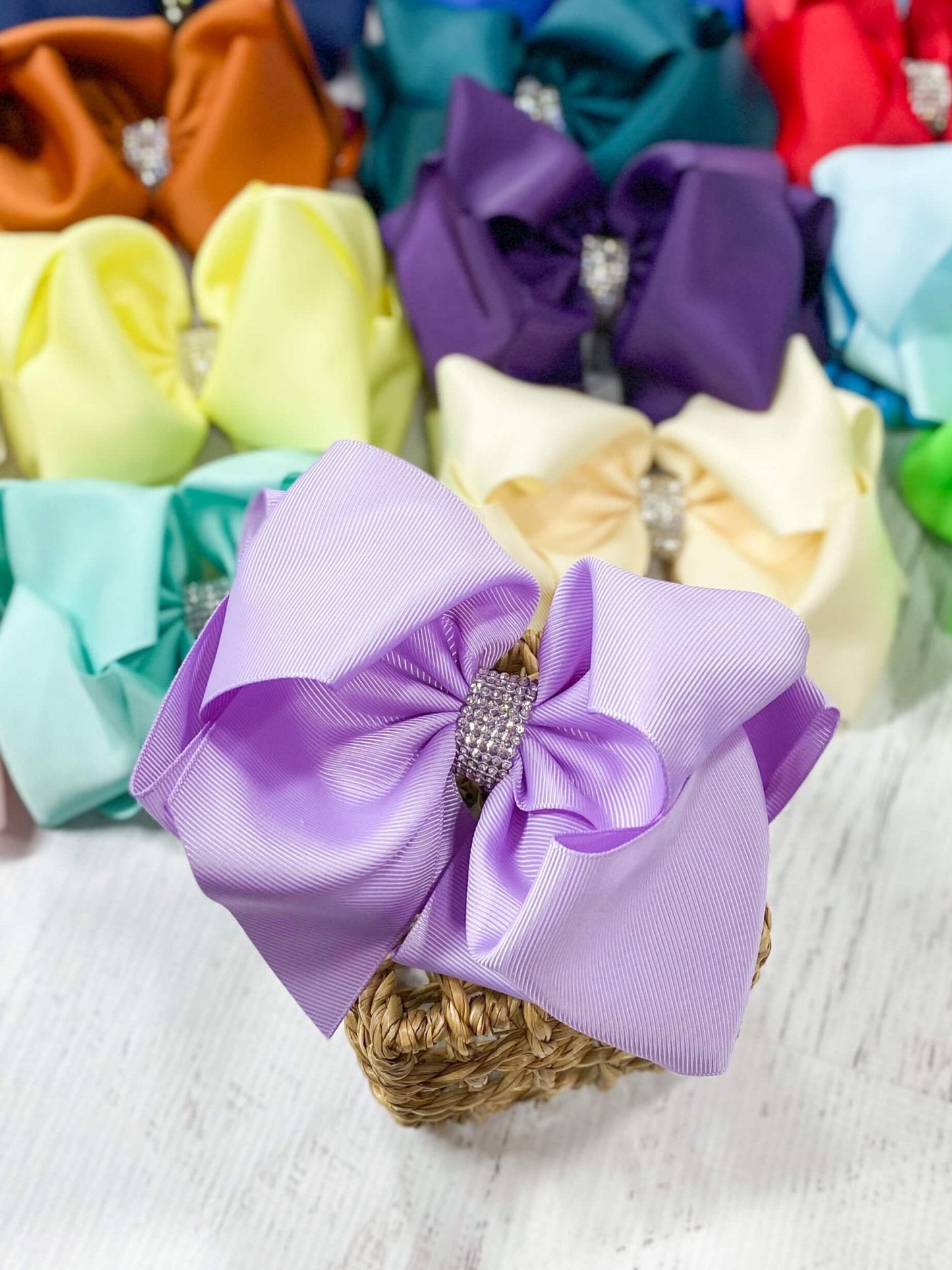 5.5" Oversize Rhinestone Center Knot Hair Bow | Alligator or French Clip