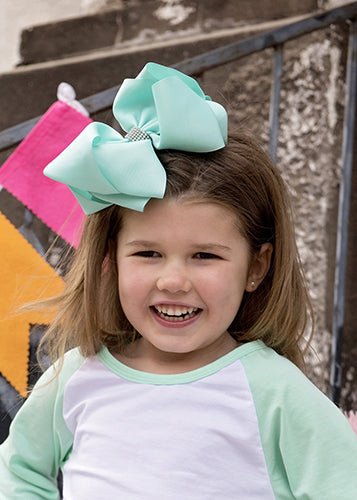 5.5" Oversize Rhinestone Center Knot Hair Bow | Alligator or French Clip