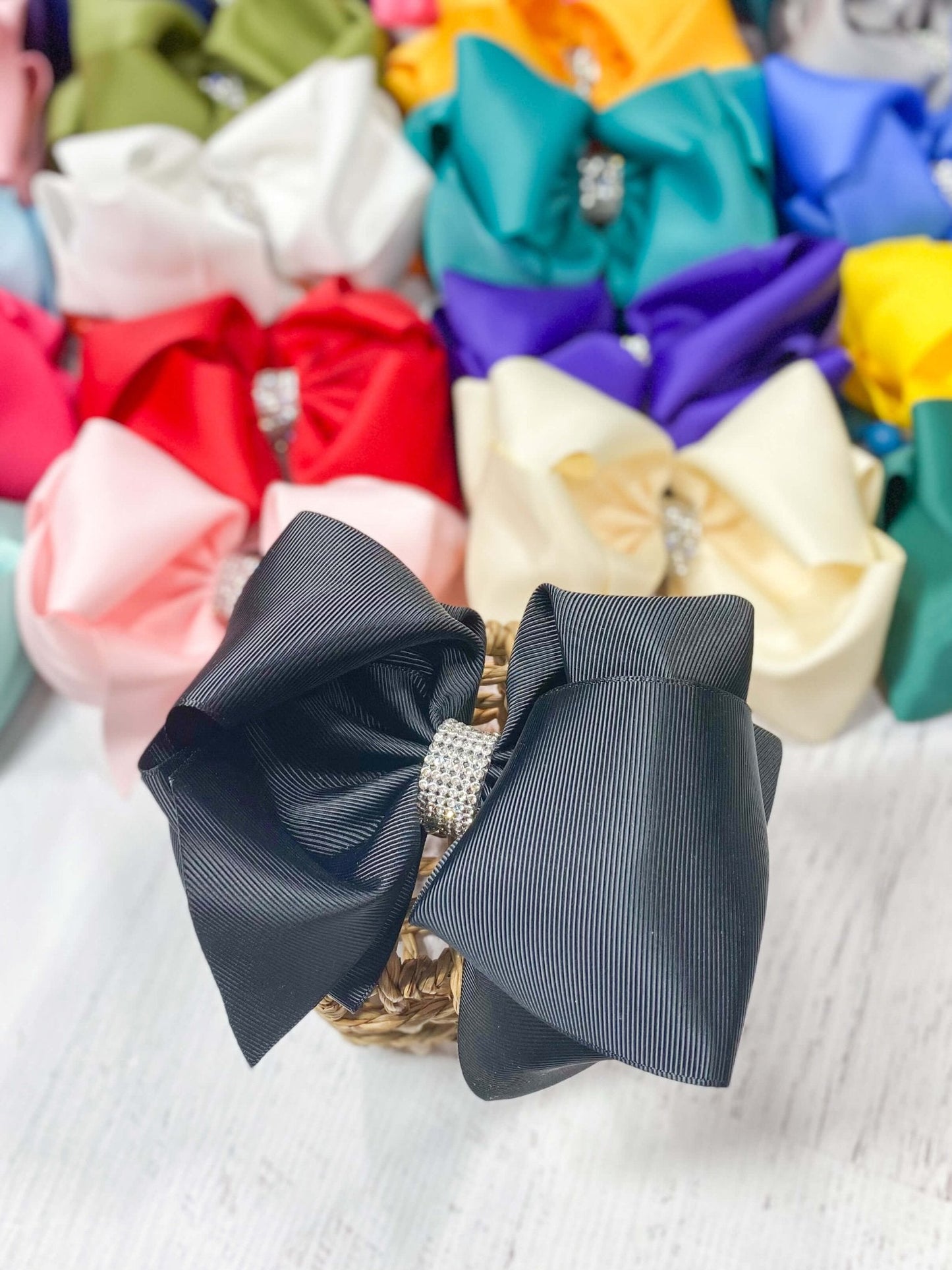 5.5" Oversize Rhinestone Center Knot Hair Bow | Alligator or French Clip
