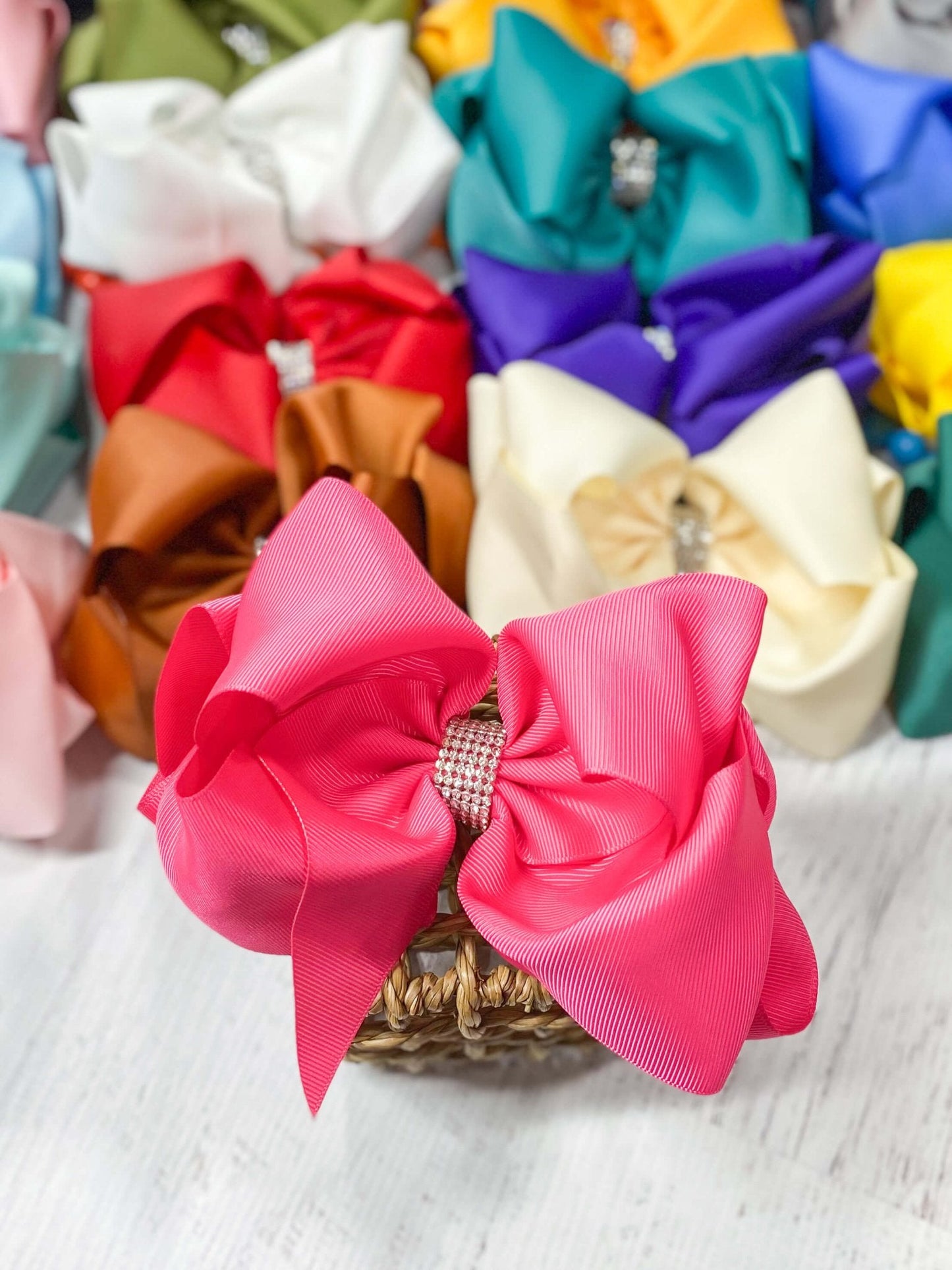 5.5" Oversize Rhinestone Center Knot Hair Bow | Alligator or French Clip