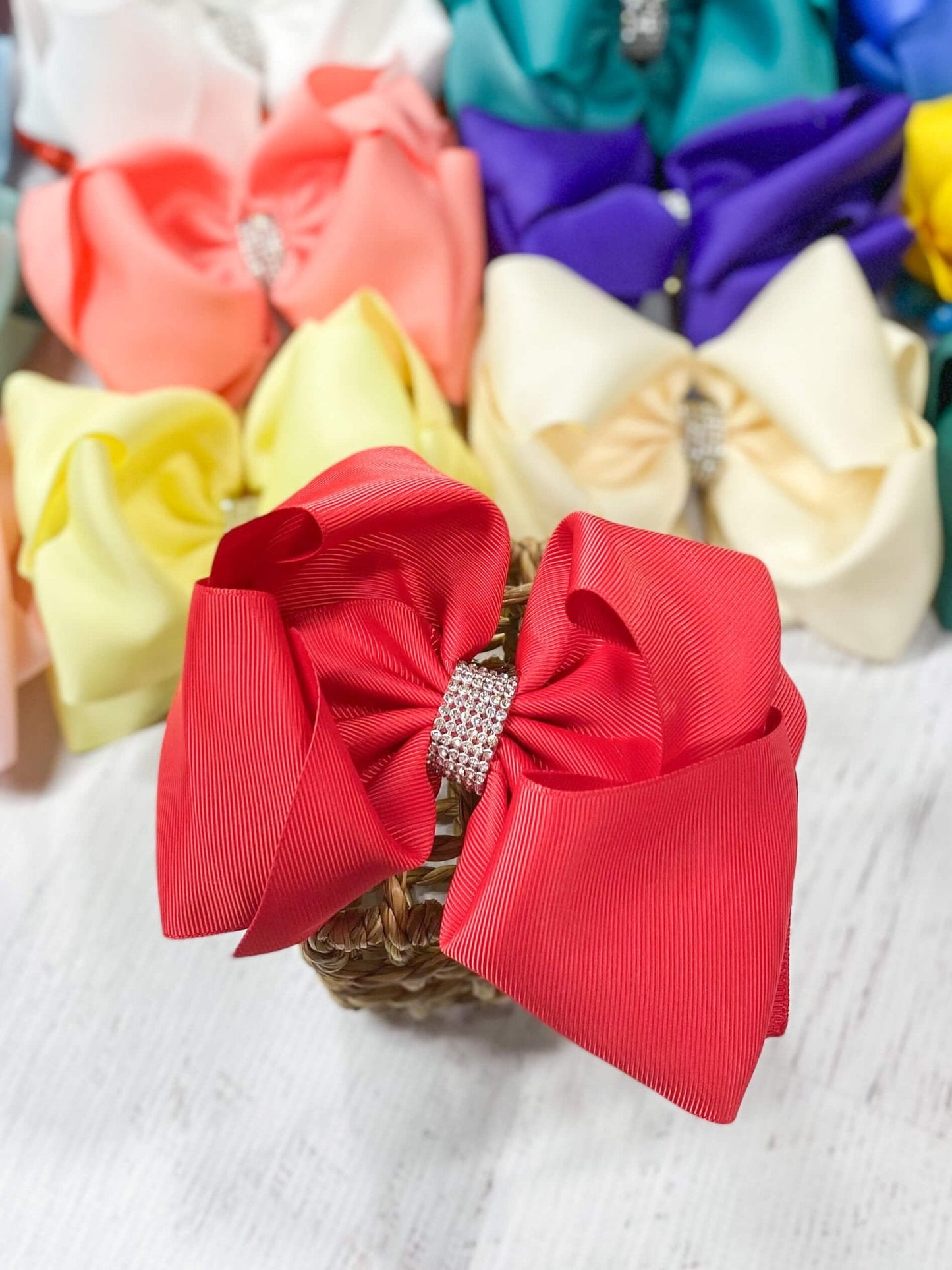 5.5" Oversize Rhinestone Center Knot Hair Bow | Alligator or French Clip