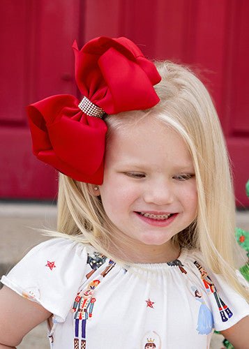 5.5" Oversize Rhinestone Center Knot Hair Bow | Alligator or French Clip