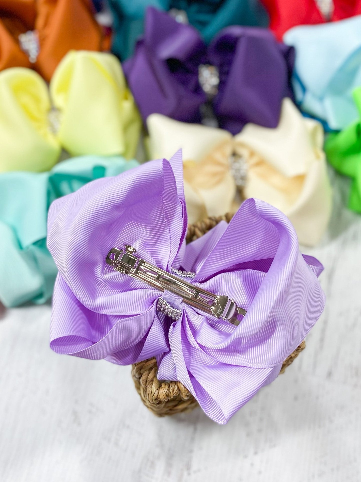 5.5" Oversize Rhinestone Center Knot Hair Bow | Alligator or French Clip