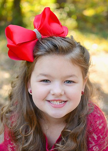5.5" Oversize Rhinestone Center Knot Hair Bow | Alligator or French Clip