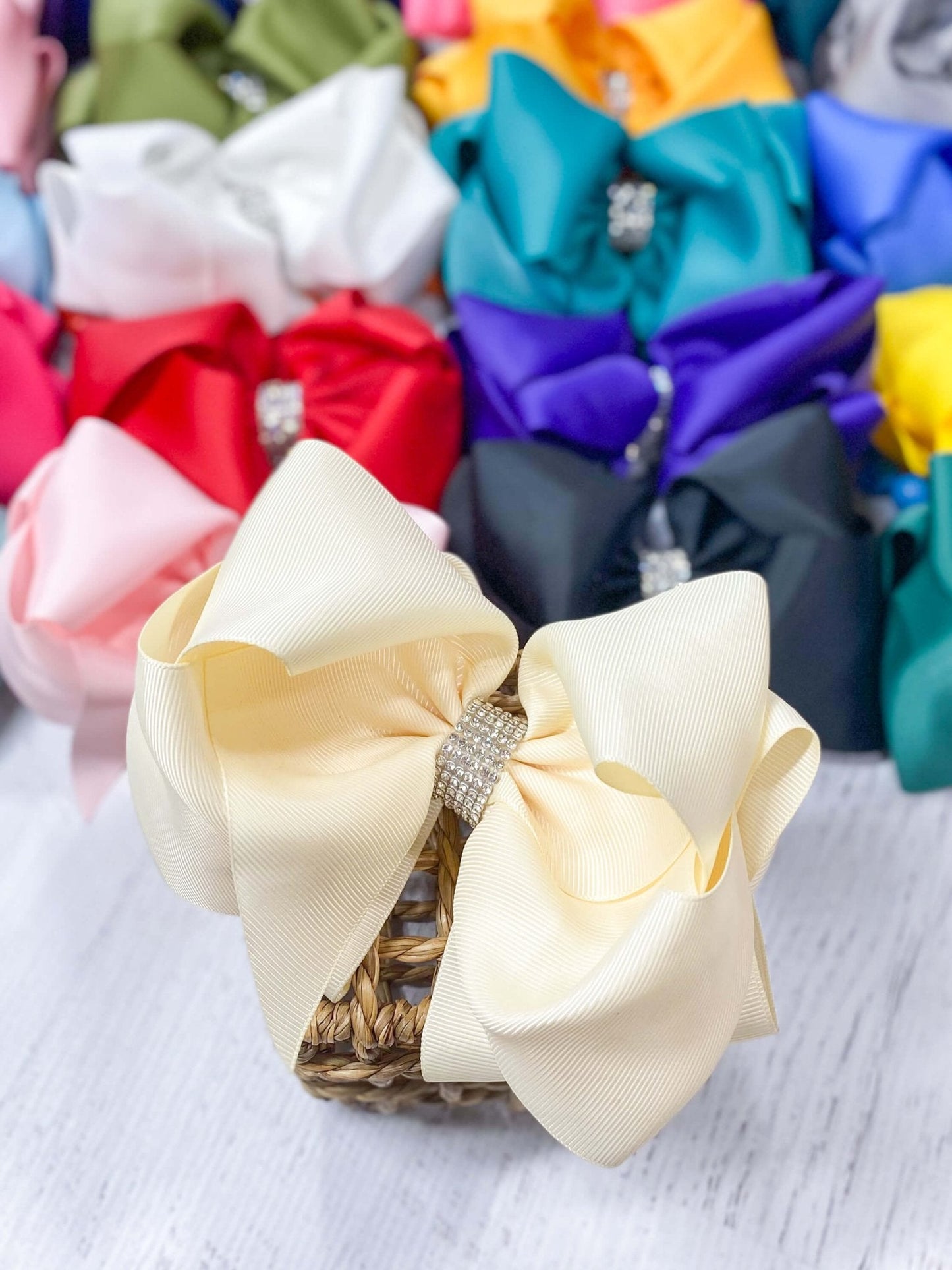 5.5" Oversize Rhinestone Center Knot Hair Bow | Alligator or French Clip