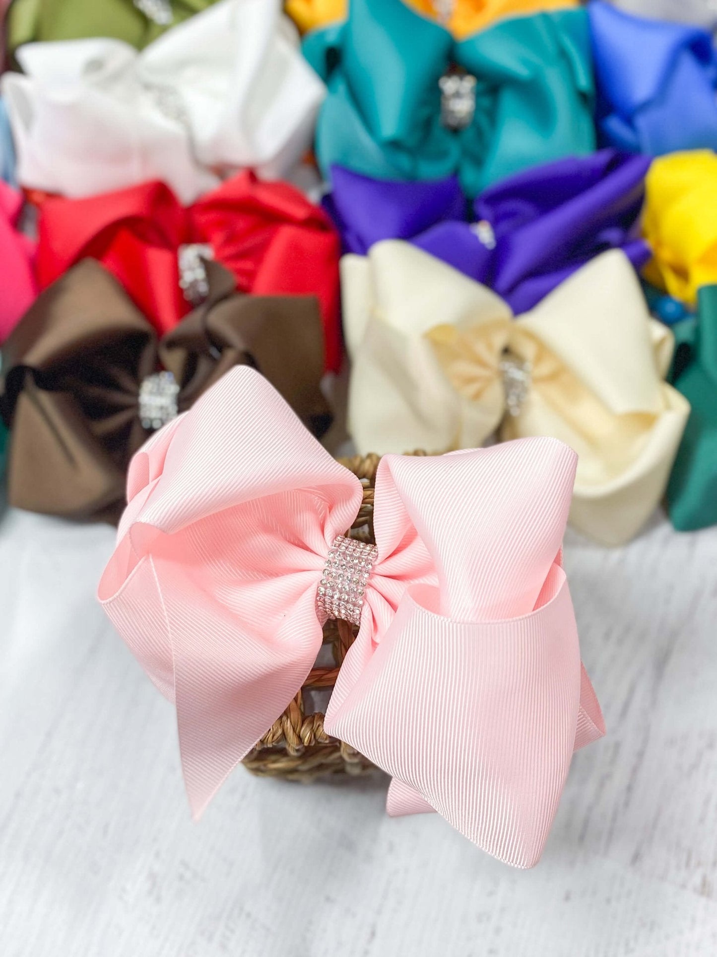 5.5" Oversize Rhinestone Center Knot Hair Bow | Alligator or French Clip