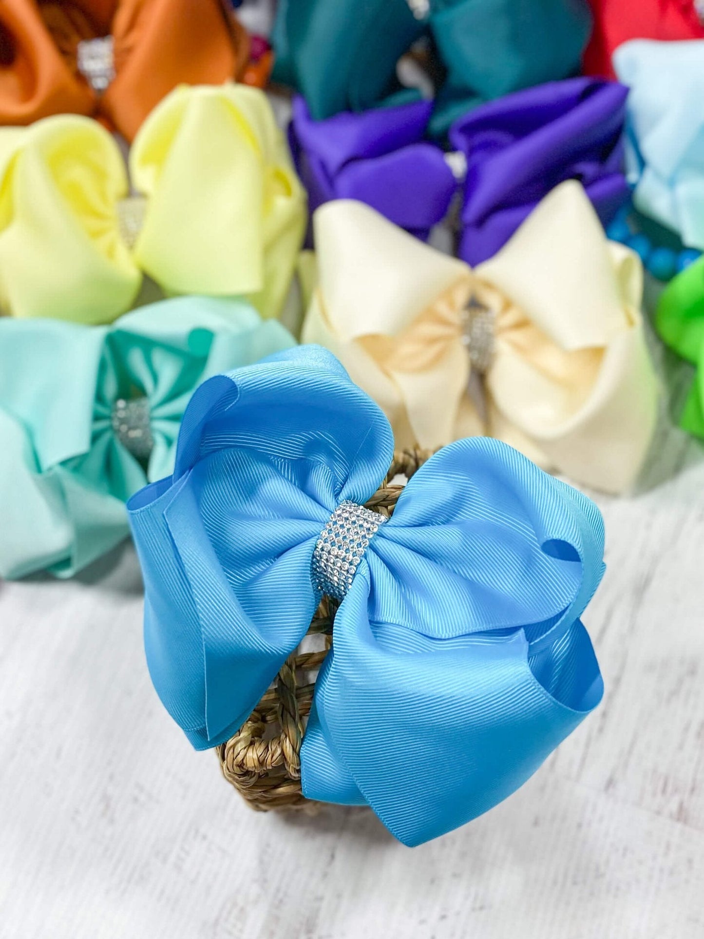 5.5" Oversize Rhinestone Center Knot Hair Bow | Alligator or French Clip
