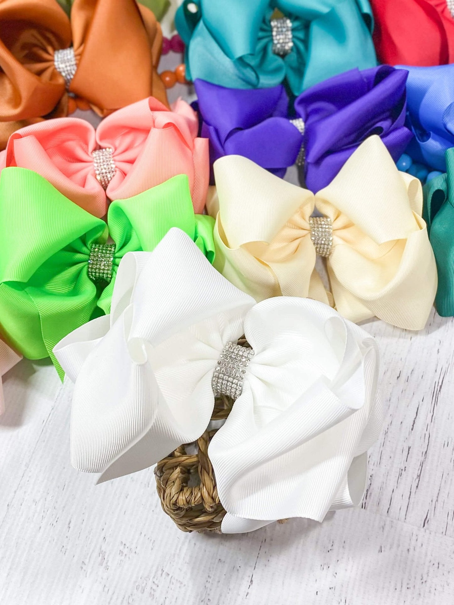 5.5" Oversize Rhinestone Center Knot Hair Bow | Alligator or French Clip