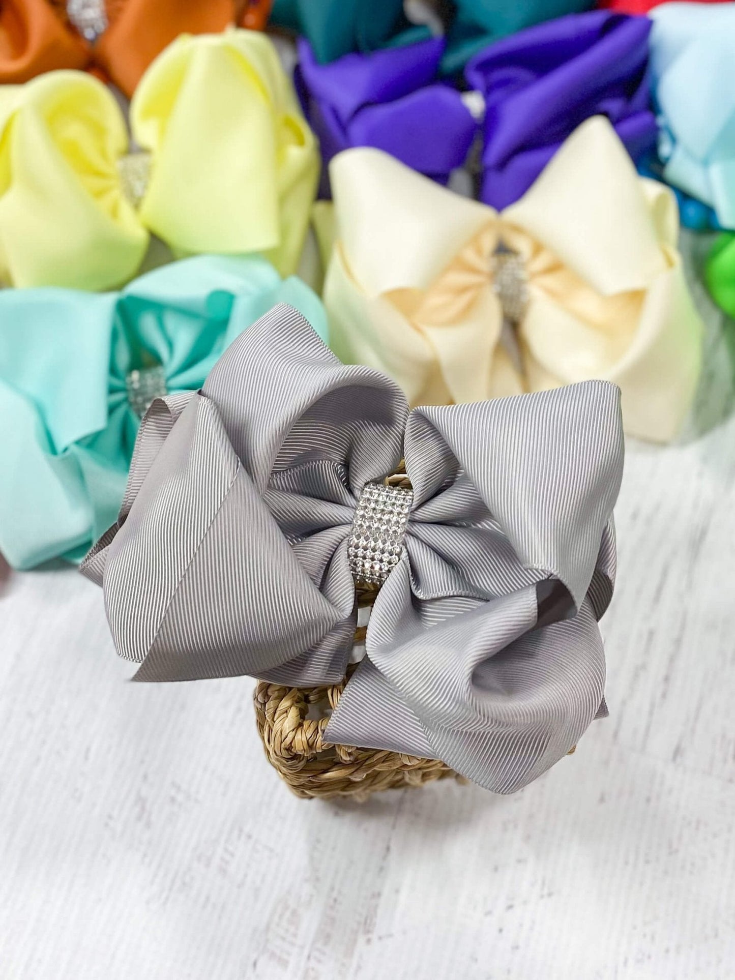5.5" Oversize Rhinestone Center Knot Hair Bow | Alligator or French Clip