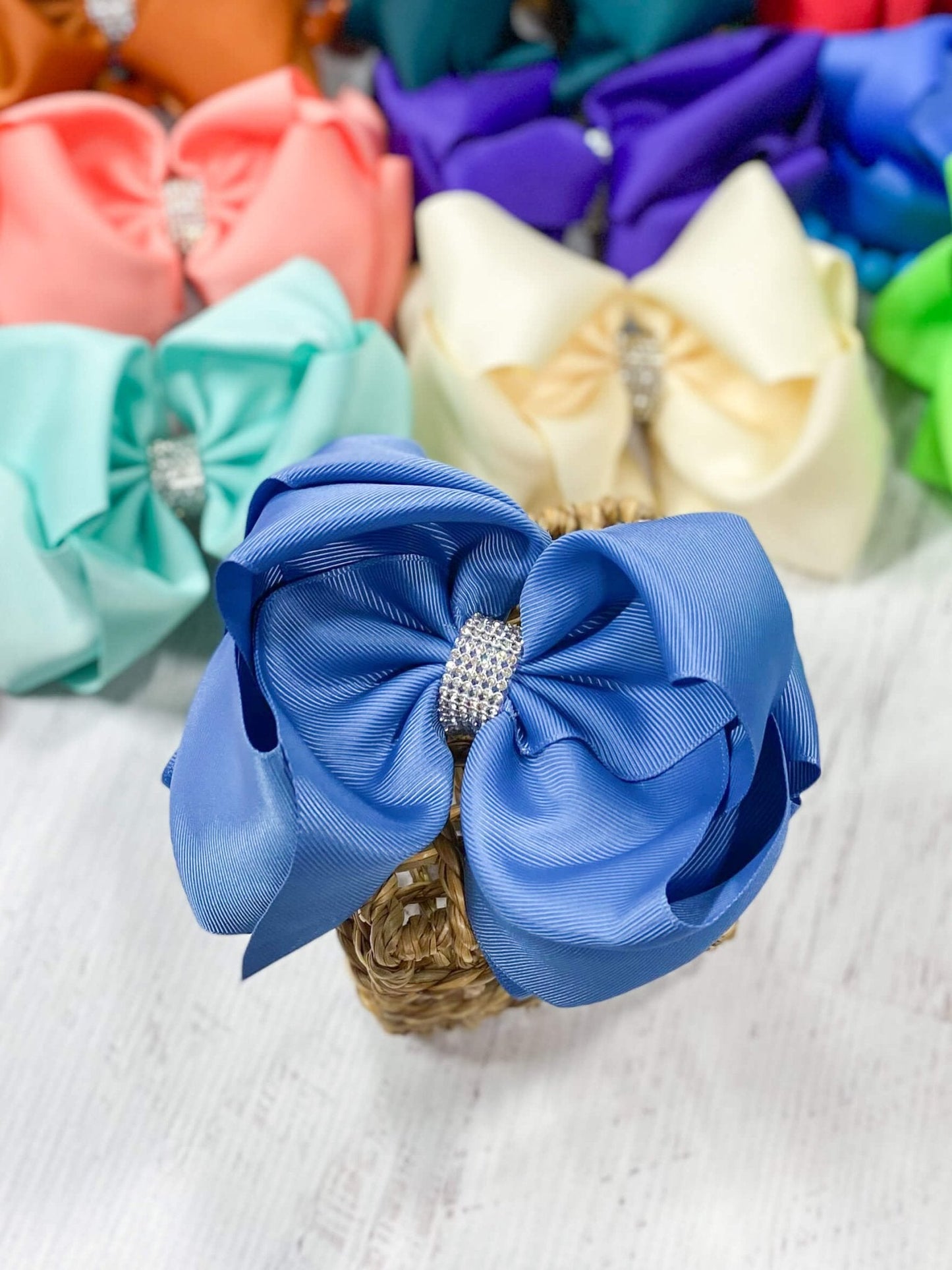 5.5" Oversize Rhinestone Center Knot Hair Bow | Alligator or French Clip