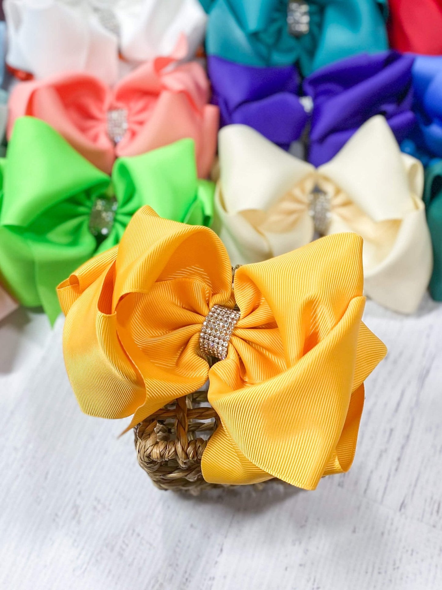 5.5" Oversize Rhinestone Center Knot Hair Bow | Alligator or French Clip