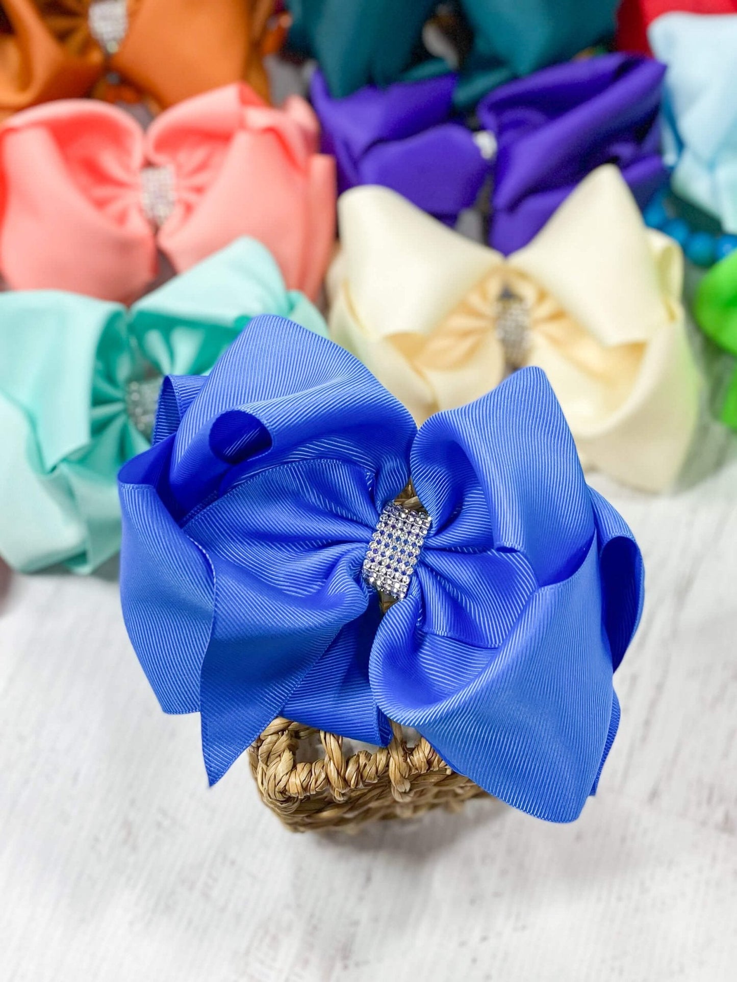 5.5" Oversize Rhinestone Center Knot Hair Bow | Alligator or French Clip