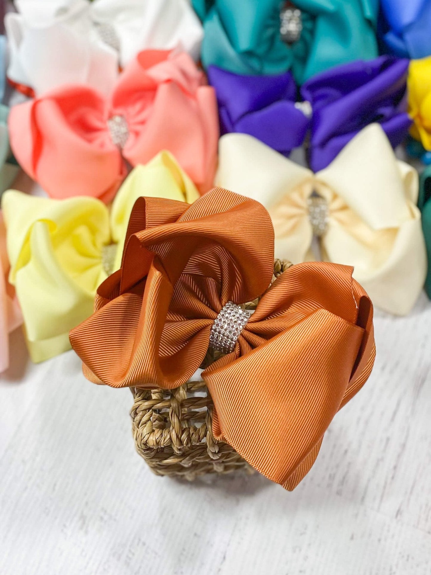 5.5" Oversize Rhinestone Center Knot Hair Bow | Alligator or French Clip