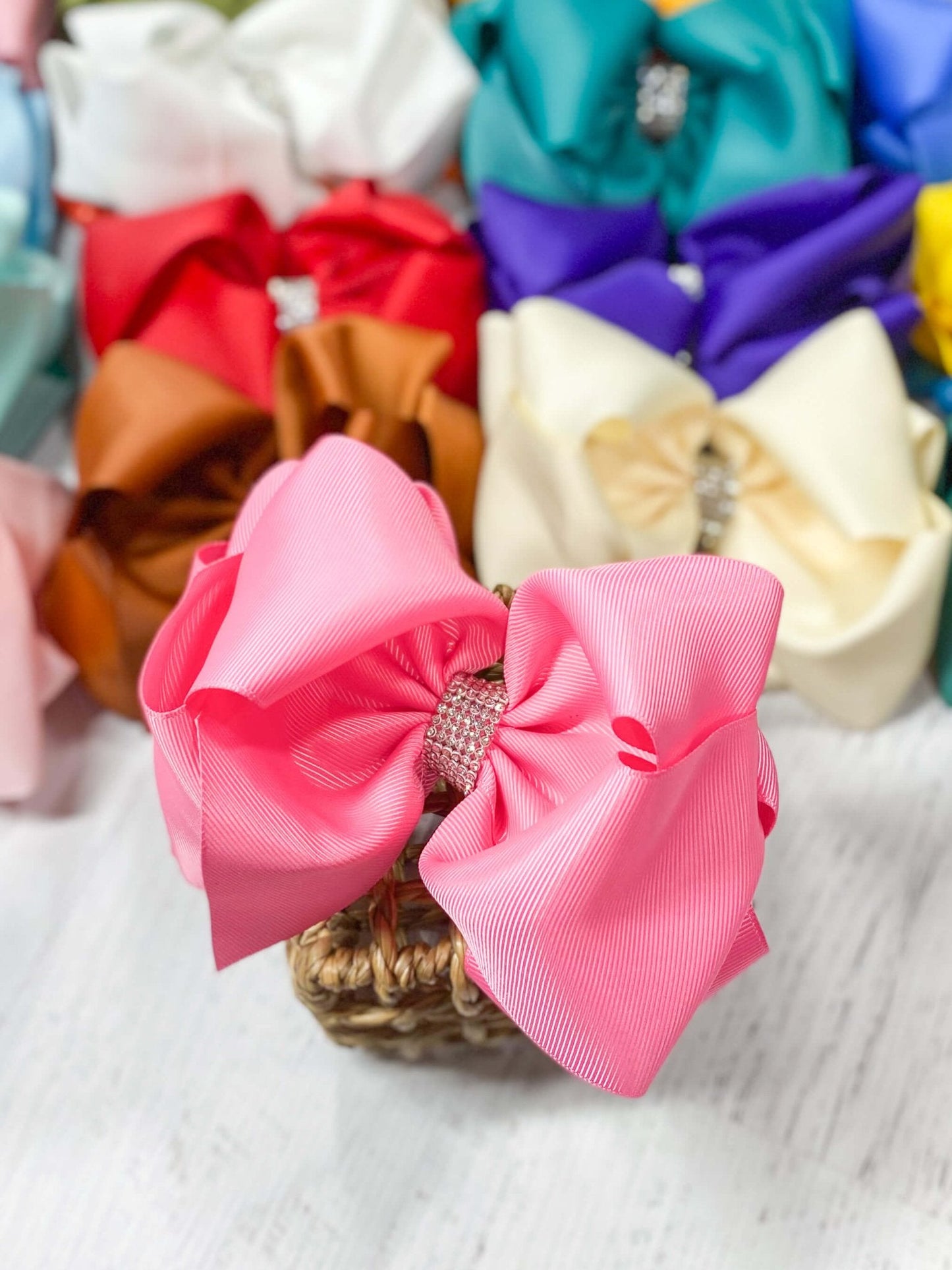 5.5" Oversize Rhinestone Center Knot Hair Bow | Alligator or French Clip