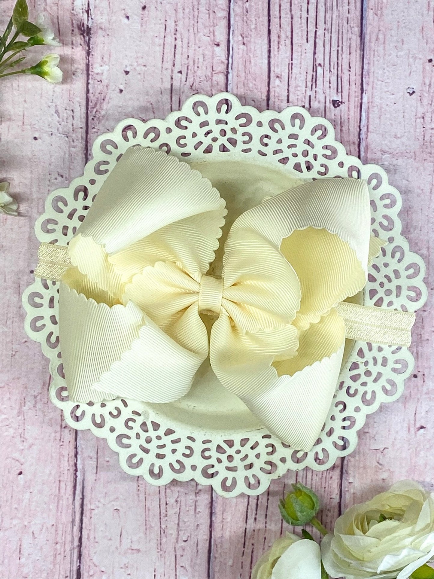 5.5" Oversize Scalloped Hair Bow | Clip or Headband
