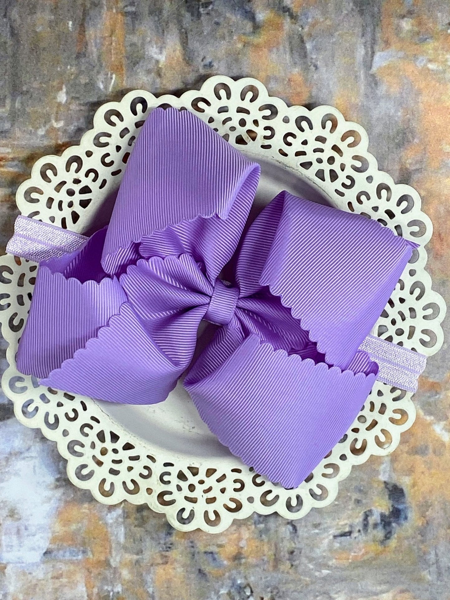 5.5" Oversize Scalloped Hair Bow | Clip or Headband