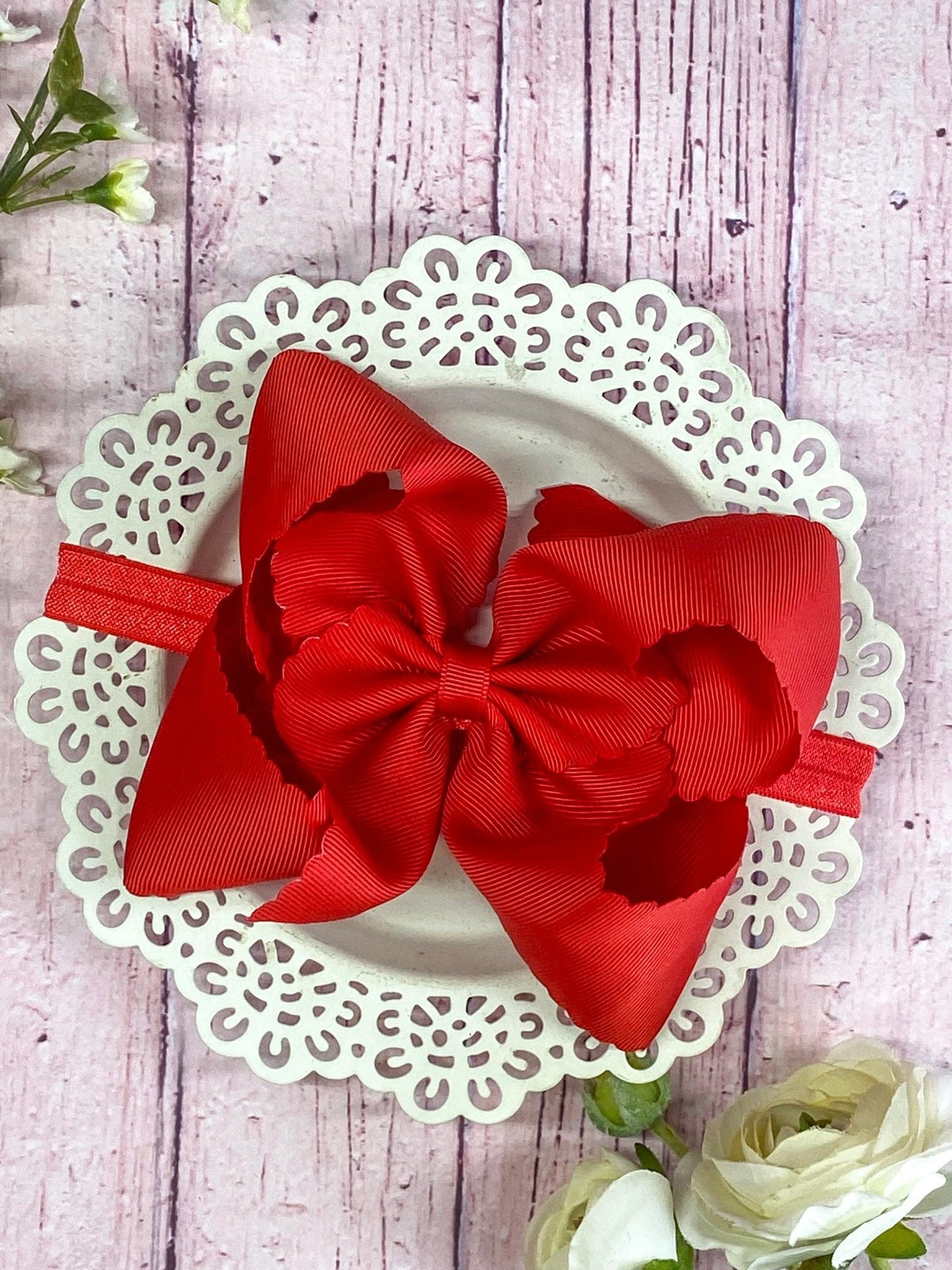 5.5" Oversize Scalloped Hair Bow | Clip or Headband