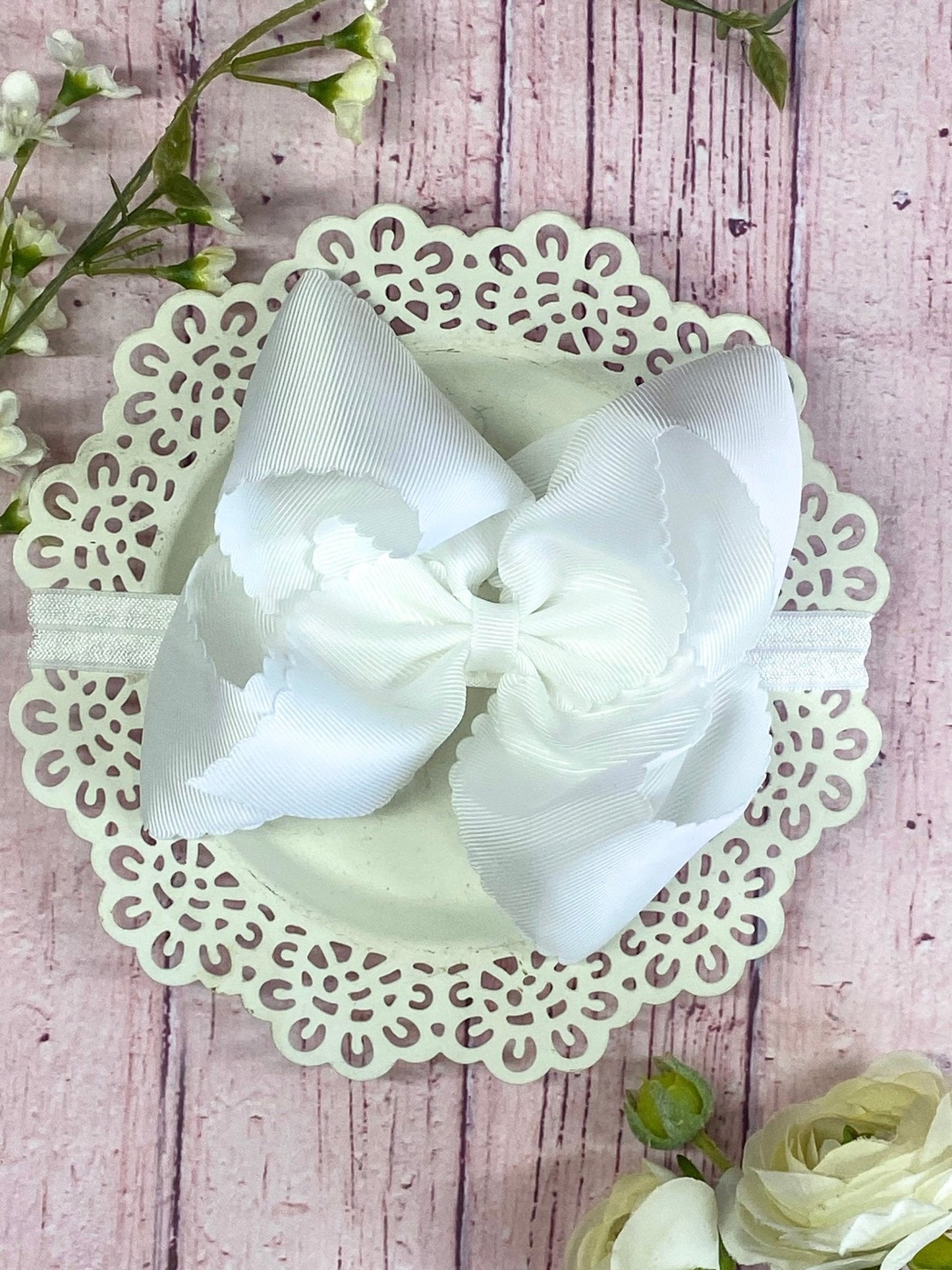 5.5" Oversize Scalloped Hair Bow | Clip or Headband