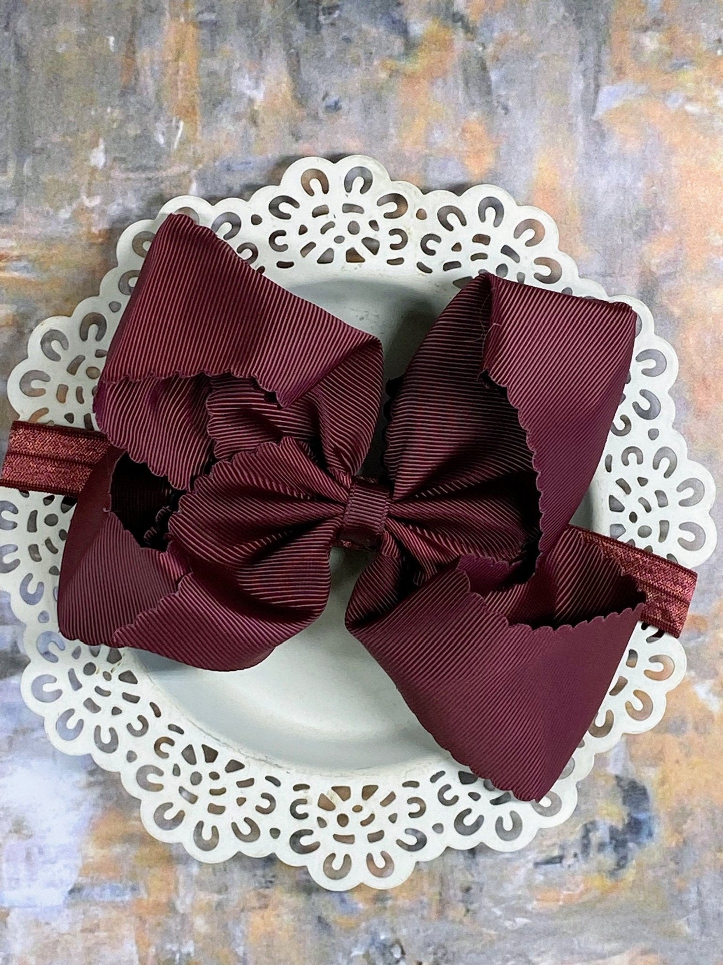 5.5" Oversize Scalloped Hair Bow | Clip or Headband