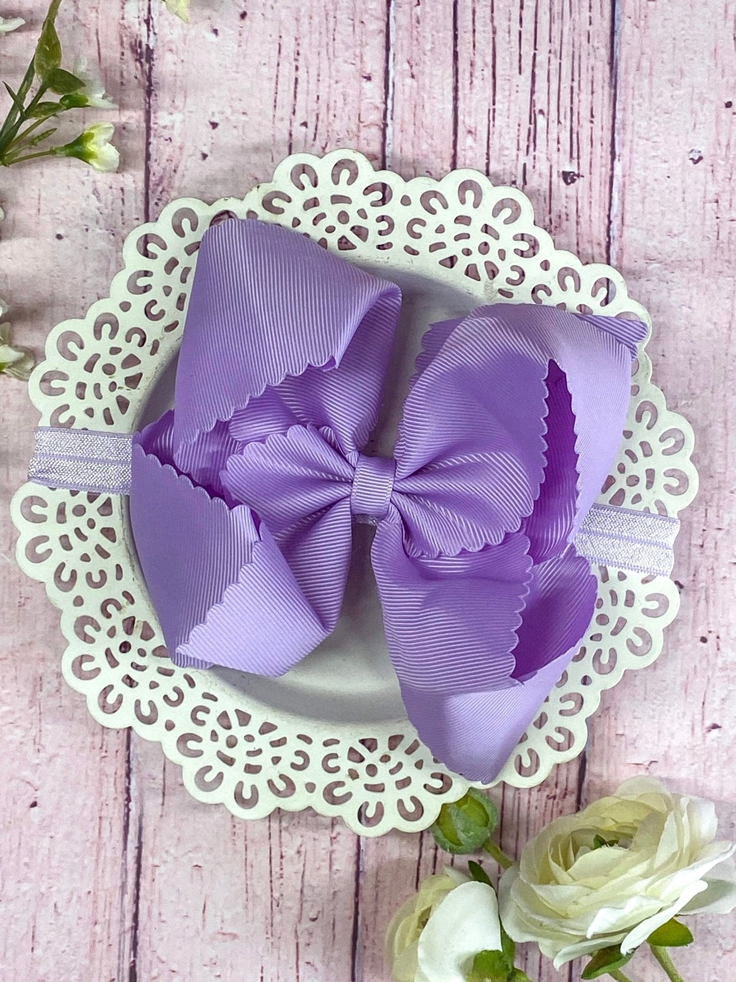 5.5" Oversize Scalloped Hair Bow | Clip or Headband