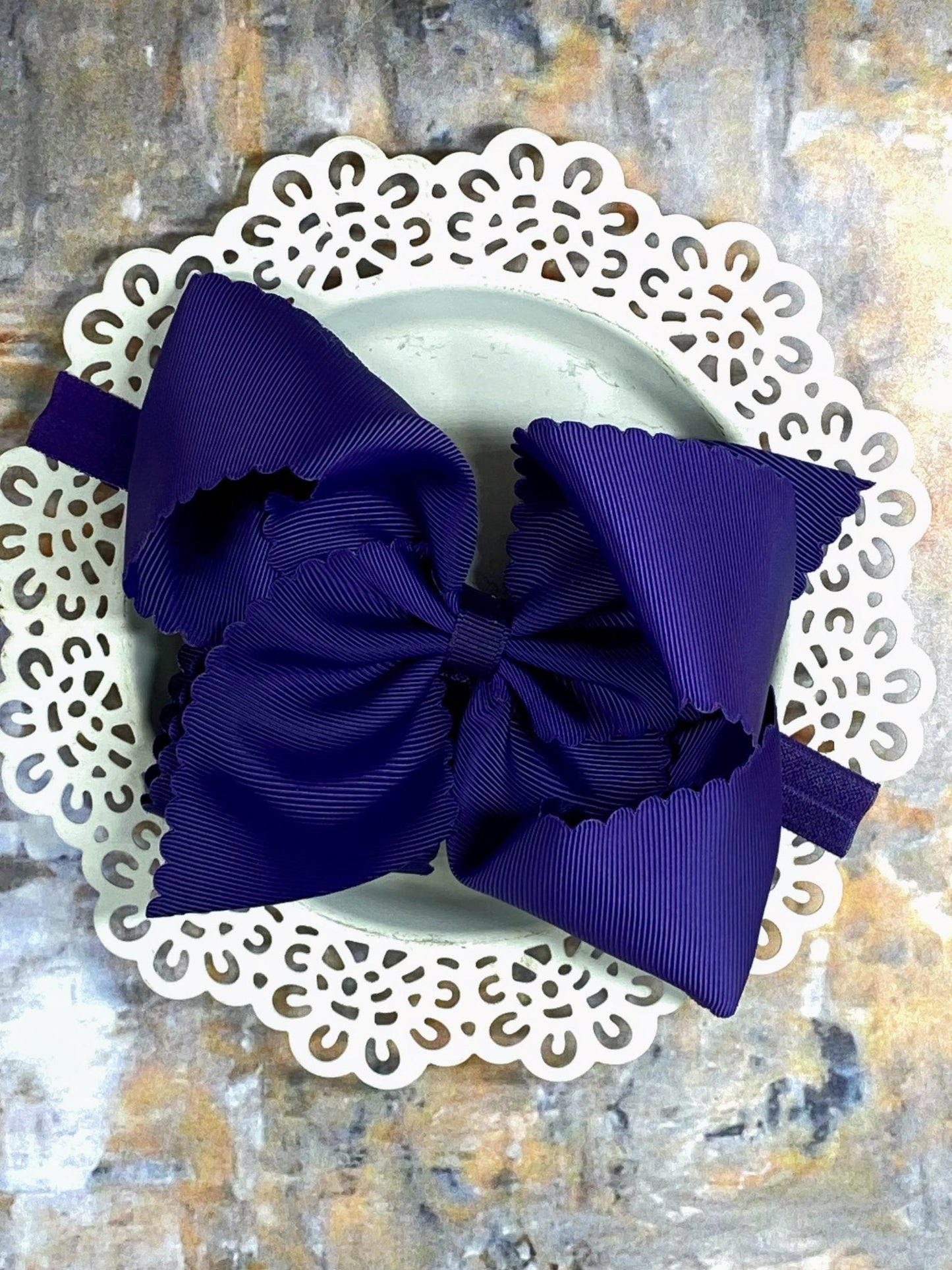 5.5" Oversize Scalloped Hair Bow | Clip or Headband