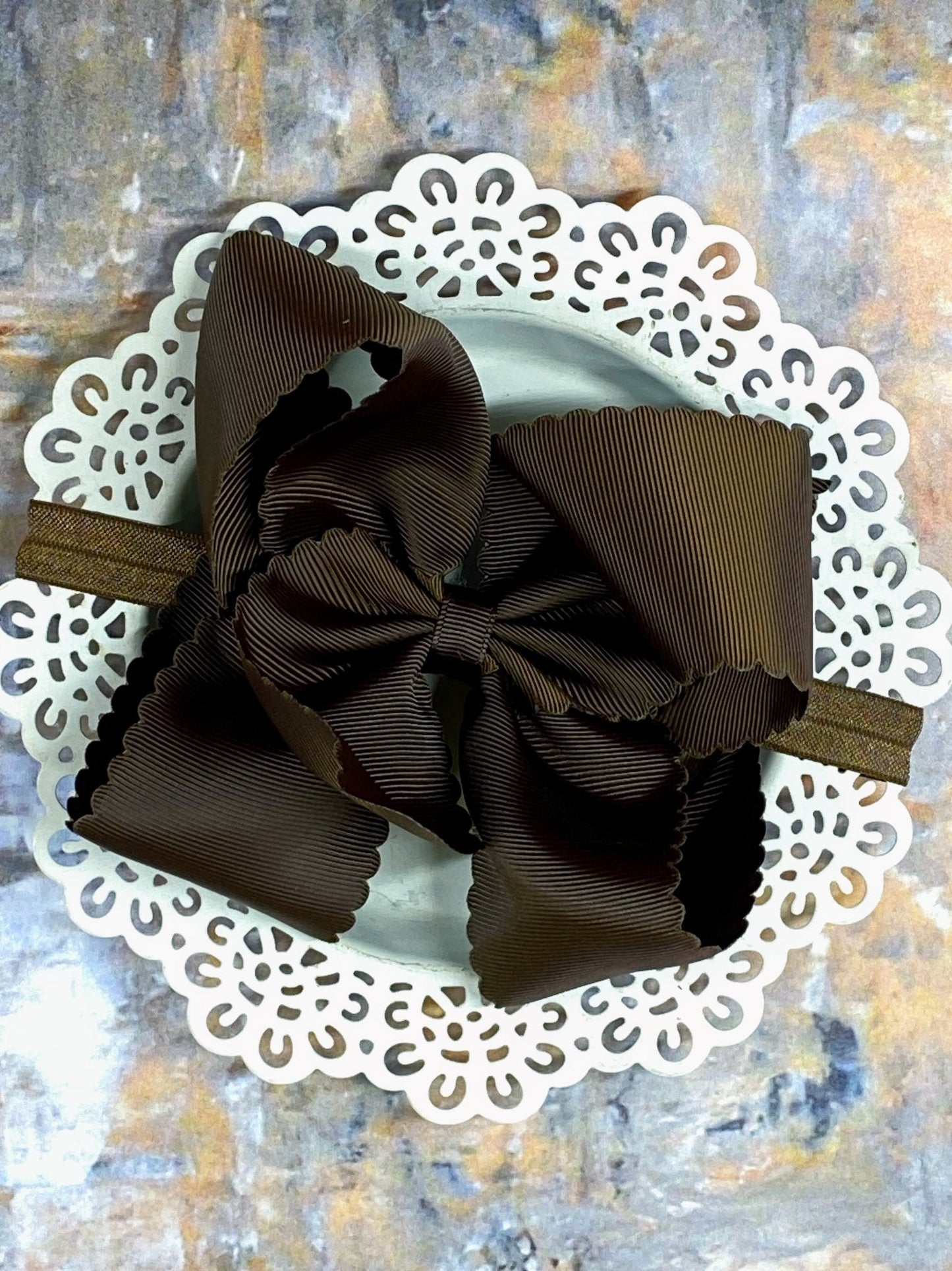 5.5" Oversize Scalloped Hair Bow | Clip or Headband