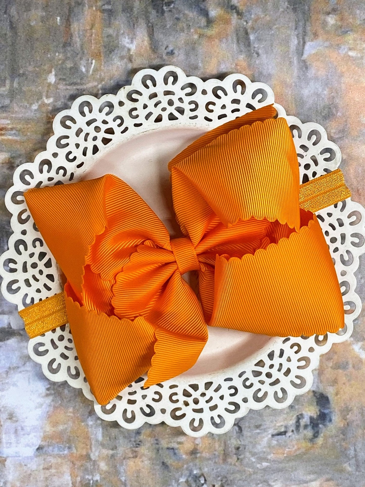 5.5" Oversize Scalloped Hair Bow | Clip or Headband
