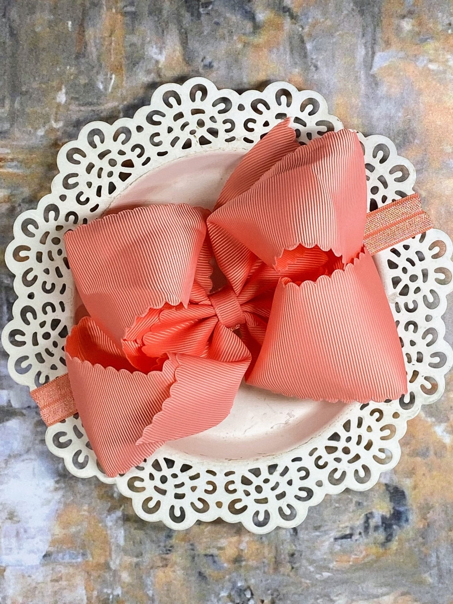 5.5" Oversize Scalloped Hair Bow | Clip or Headband