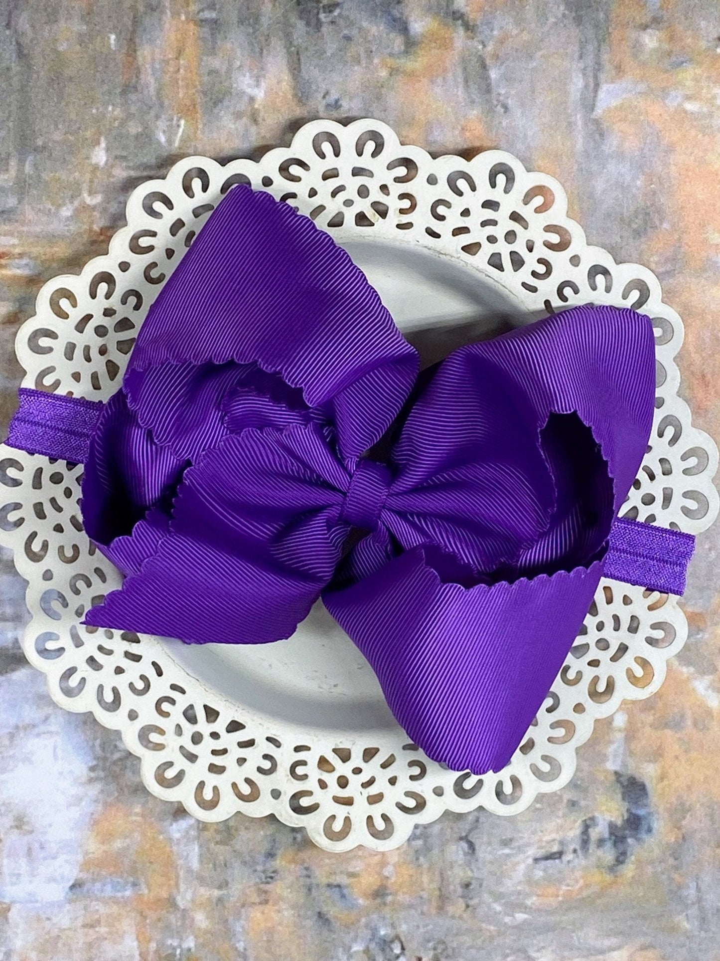 5.5" Oversize Scalloped Hair Bow | Clip or Headband