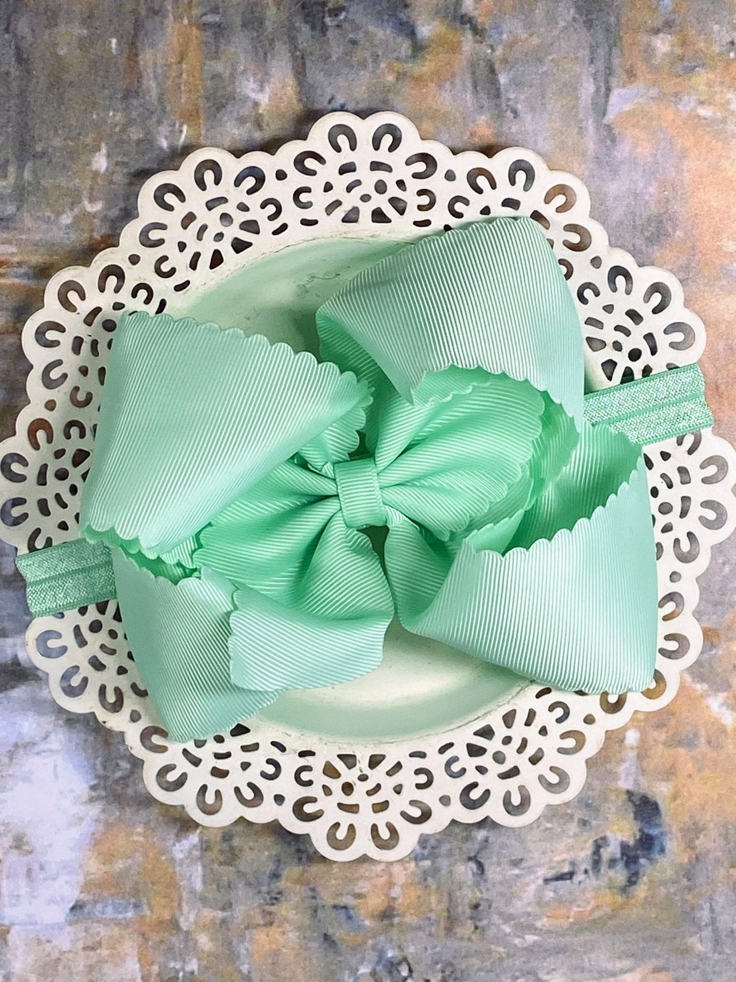 5.5" Oversize Scalloped Hair Bow | Clip or Headband