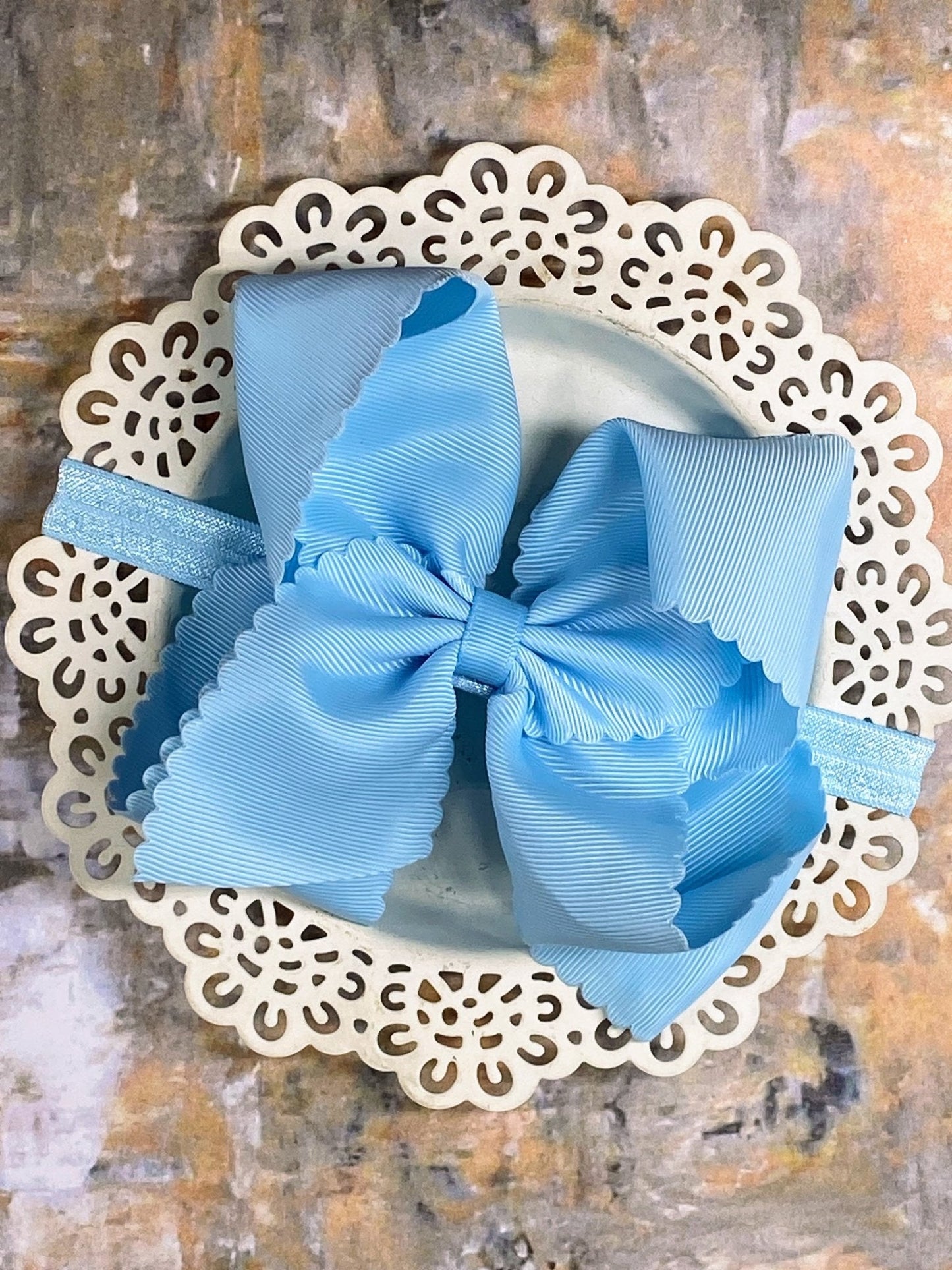 5.5" Oversize Scalloped Hair Bow | Clip or Headband