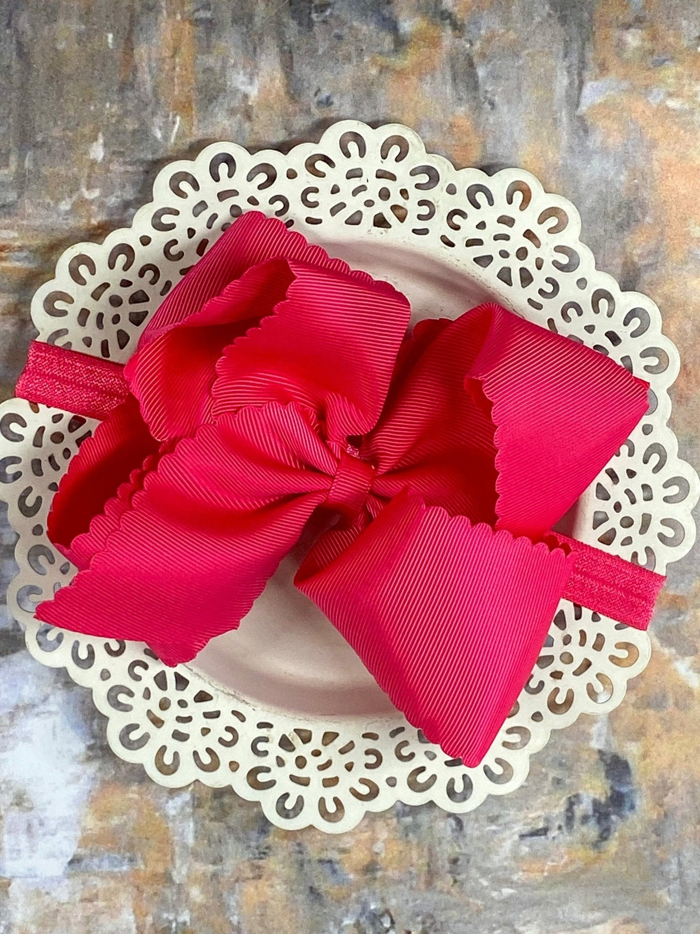 5.5" Oversize Scalloped Hair Bow | Clip or Headband