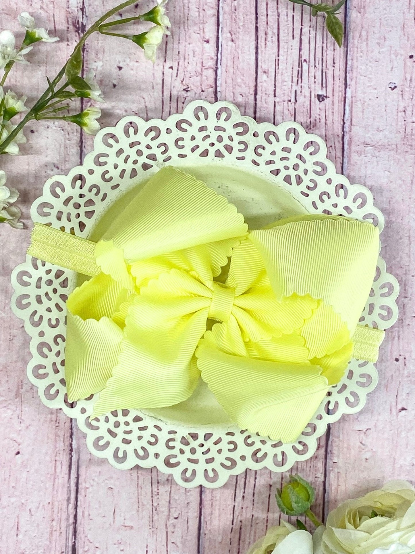 5.5" Oversize Scalloped Hair Bow | Clip or Headband