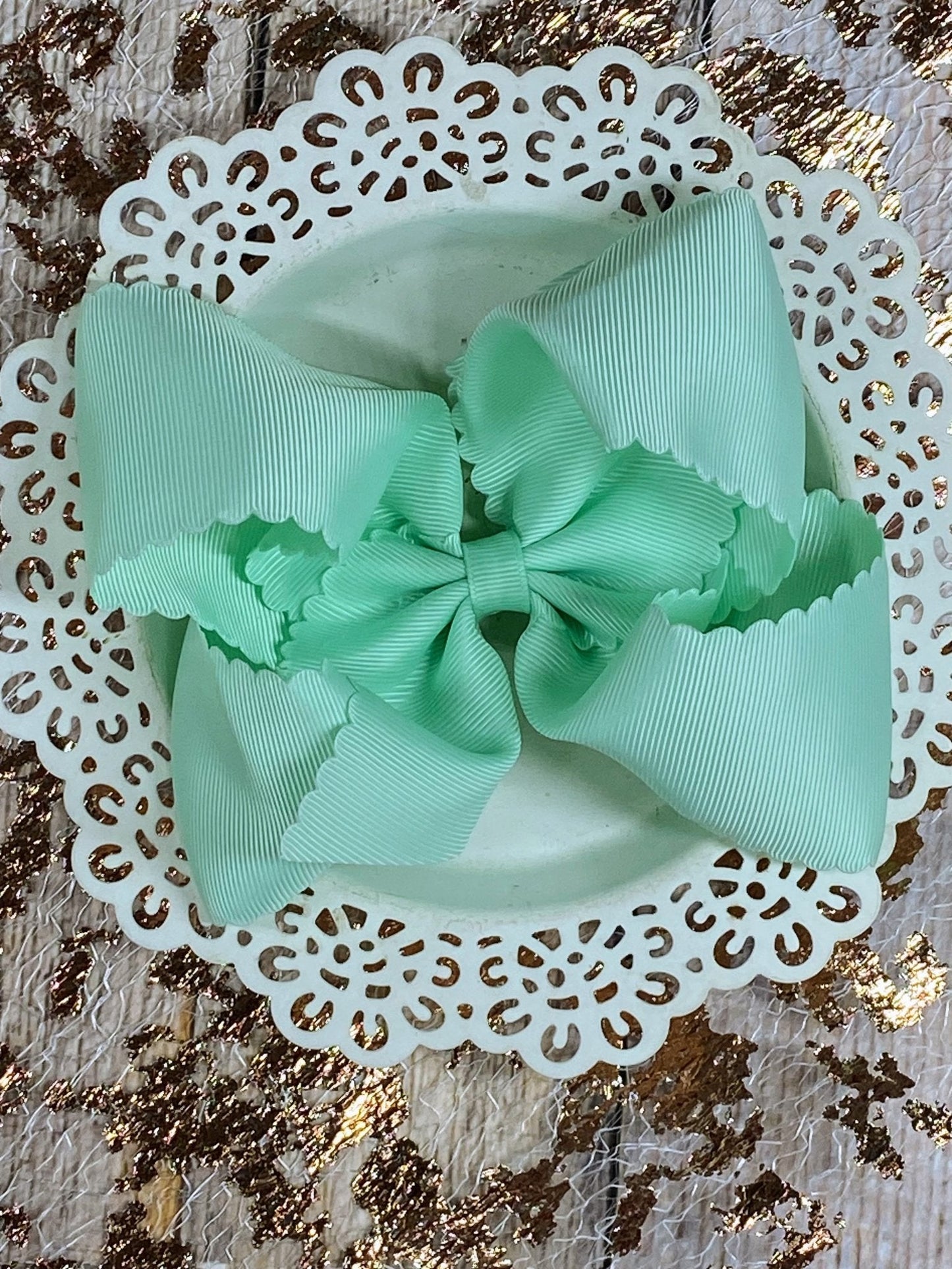 5.5" Oversize Scalloped Hair Bow | Clip or Headband