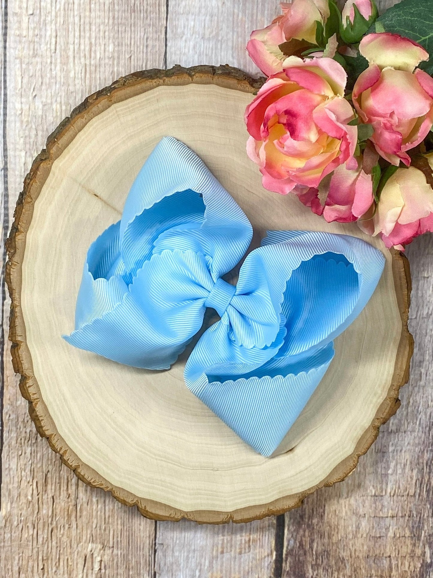 5.5" Oversize Scalloped Hair Bow | Clip or Headband